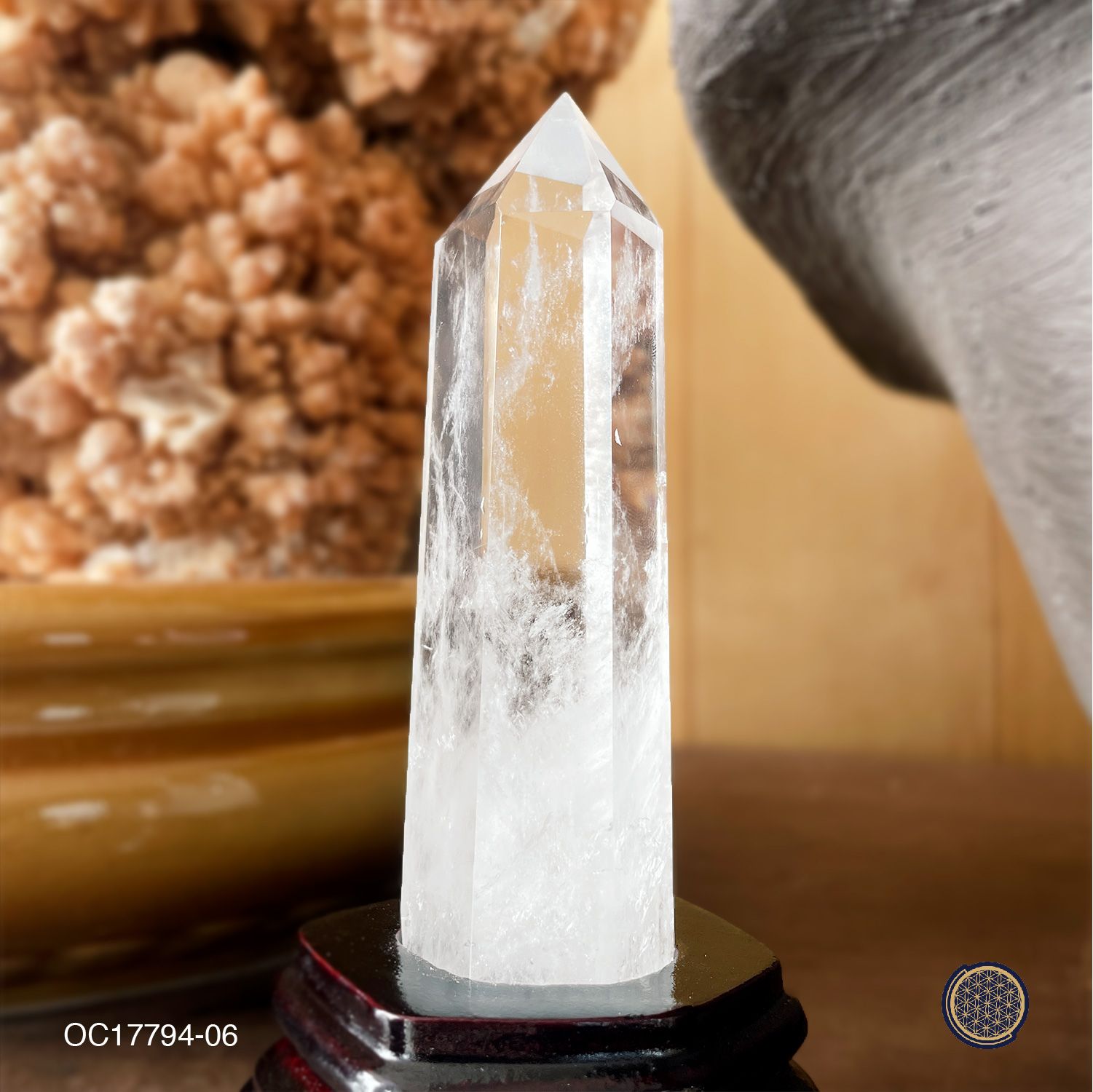 Clear Quartz Point With Wood Stand -0.15KGS 