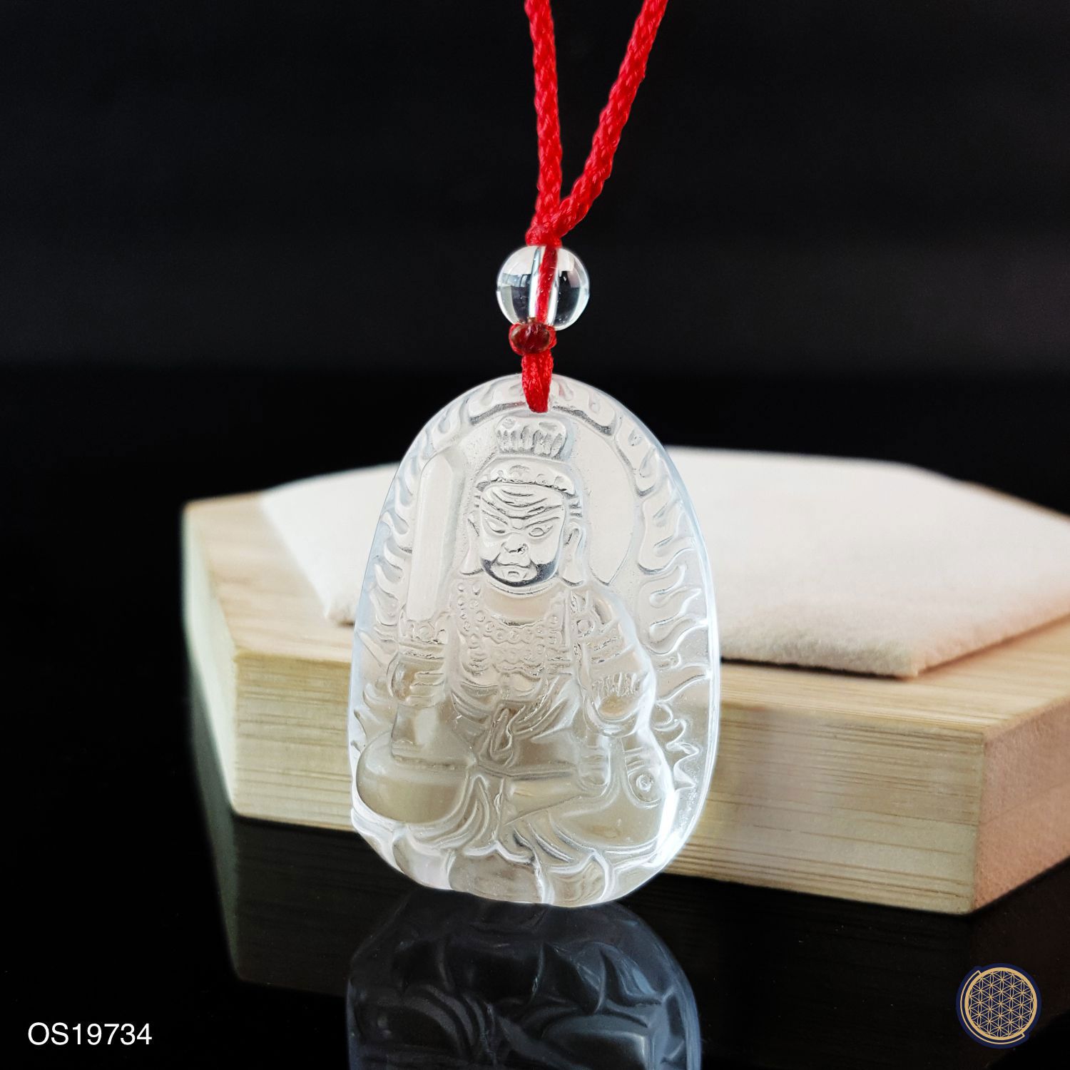 White Liu Li Acalanatha Pendant With Rope Necklace