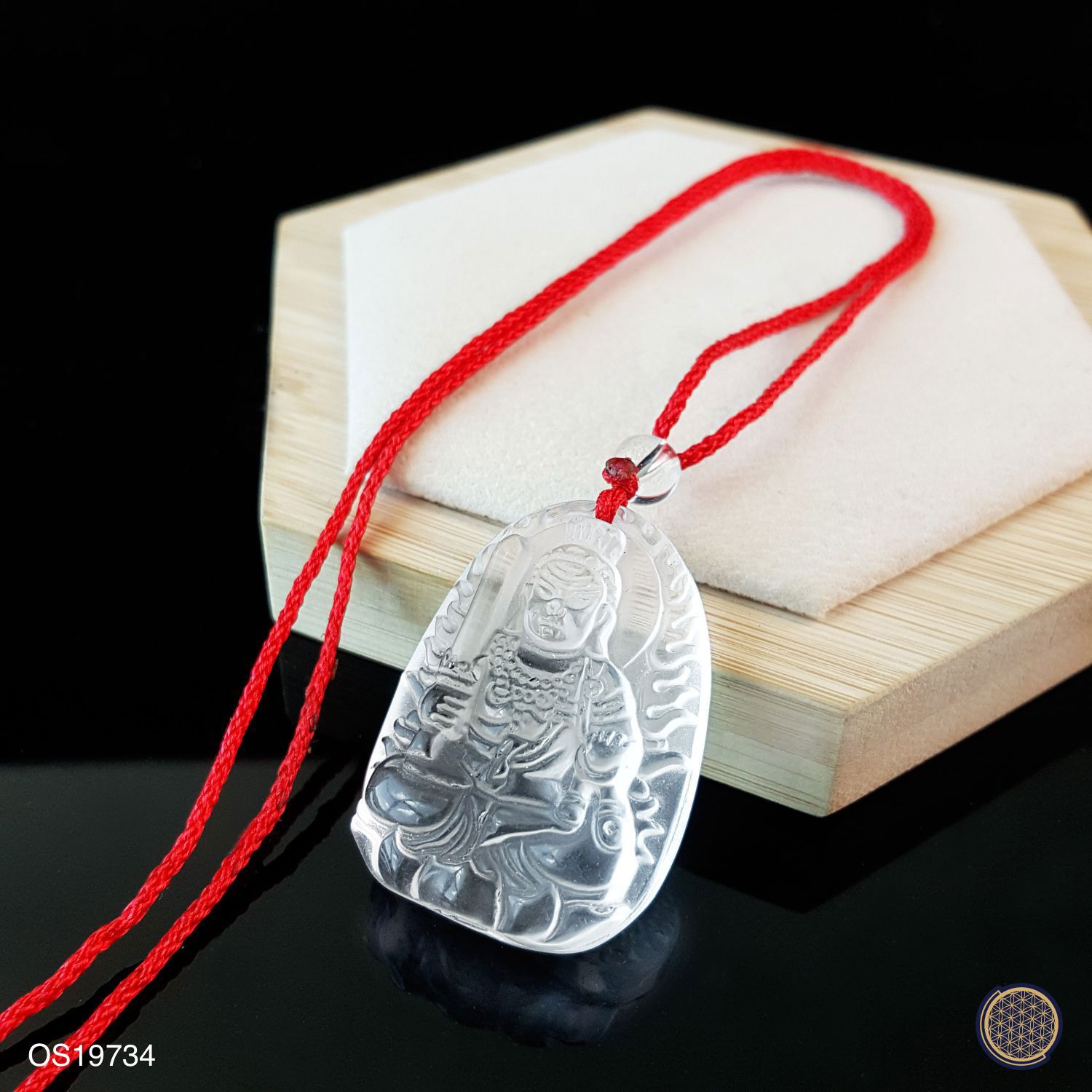 White Liu Li Acalanatha Pendant With Rope Necklace