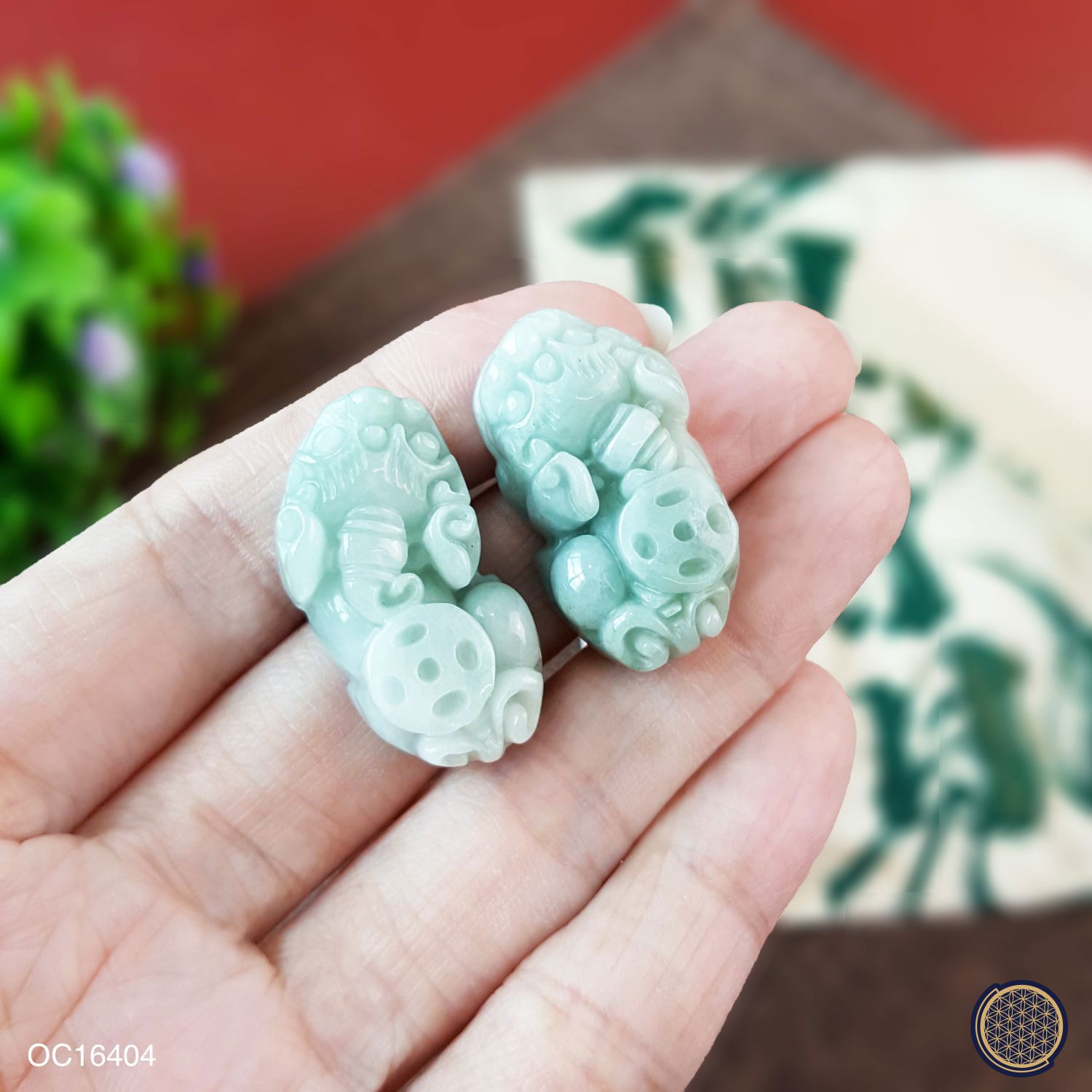 16mm x 28mm You Qing Jade  Pi Xiu (Set) 