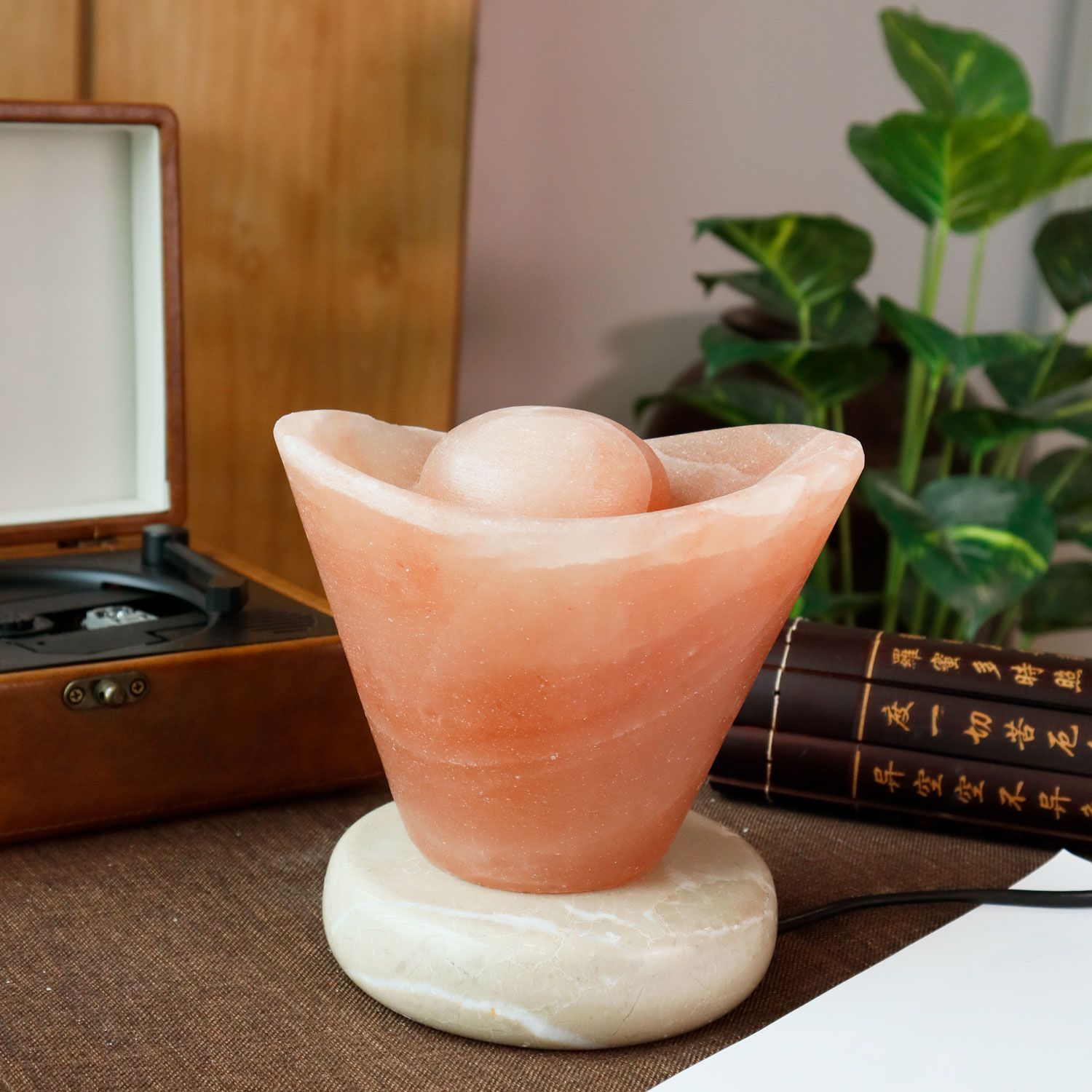 Salt Lamp Yuan Bao Shape With Base Stand 