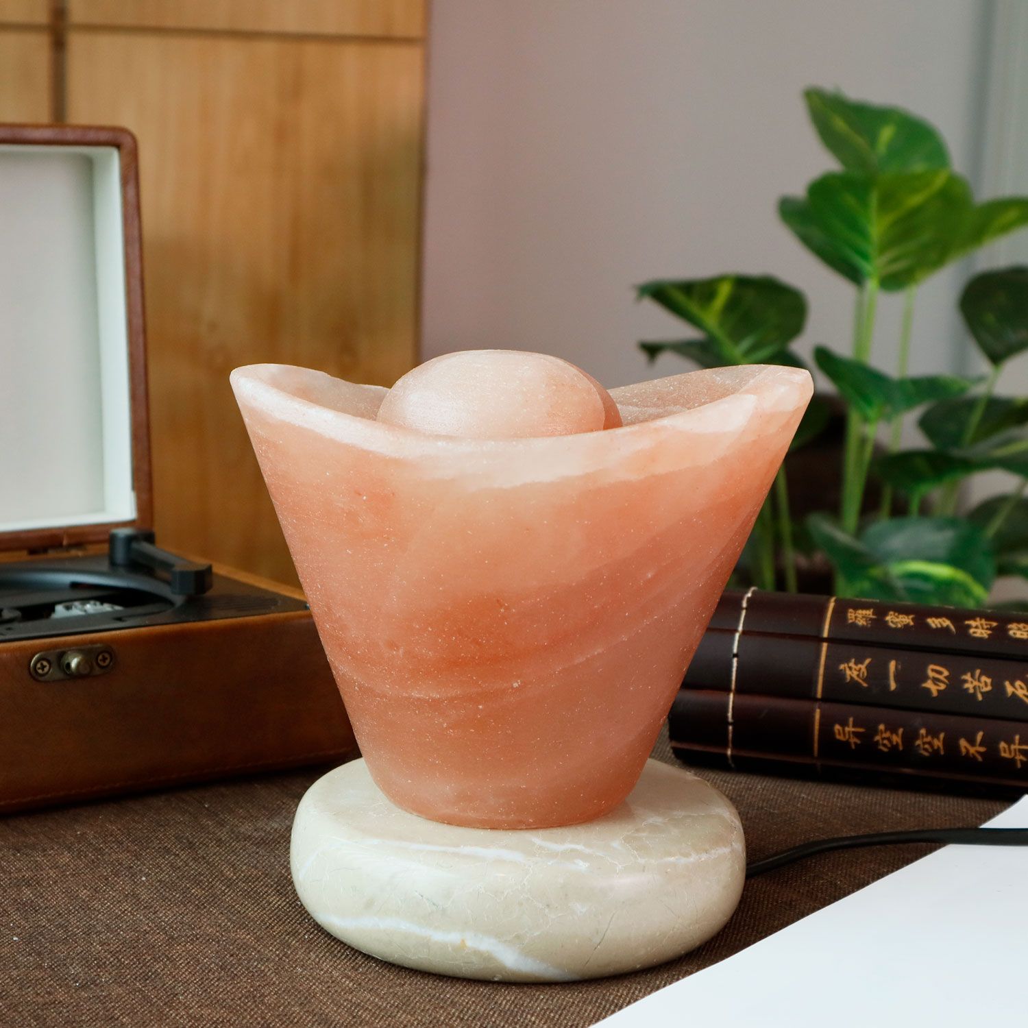 Salt Lamp Yuan Bao Shape With Base Stand 