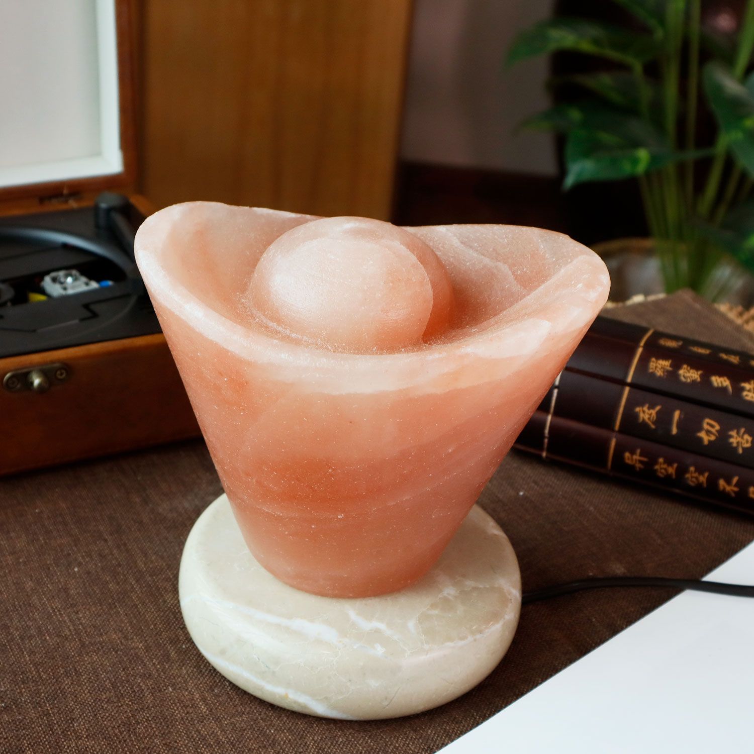 Salt Lamp Yuan Bao Shape With Base Stand 