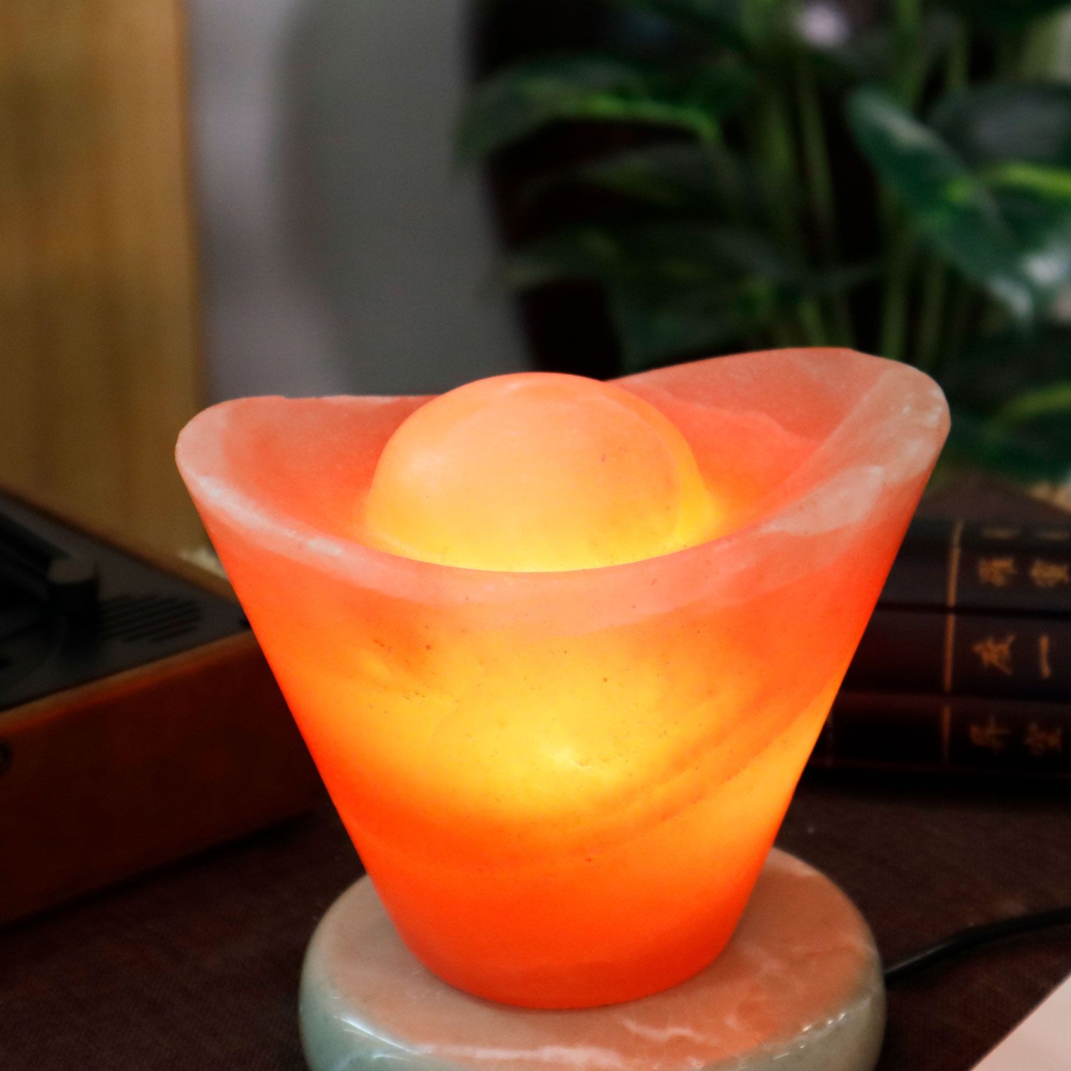 Salt Lamp Yuan Bao Shape With Base Stand 