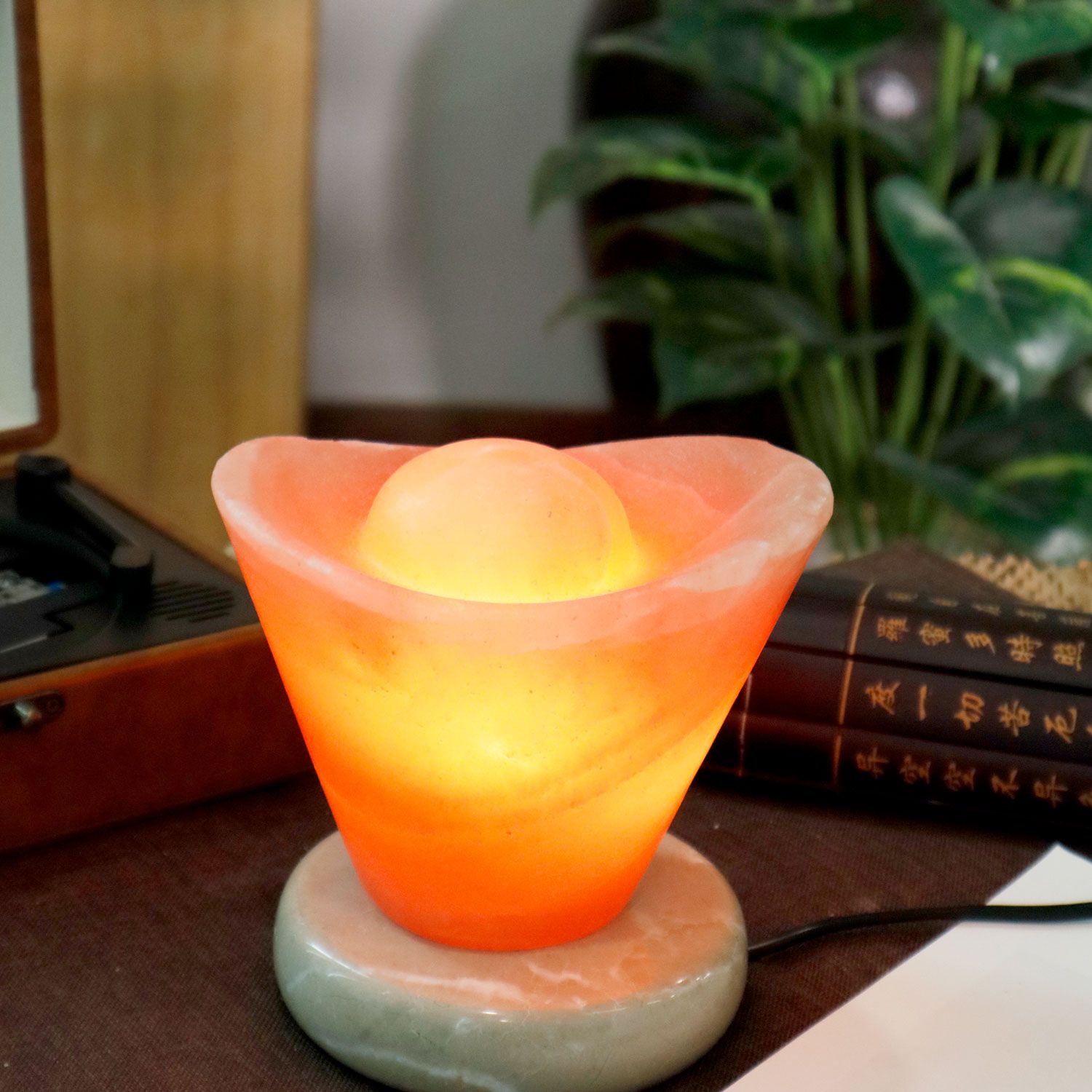 Salt Lamp Yuan Bao Shape With Base Stand 