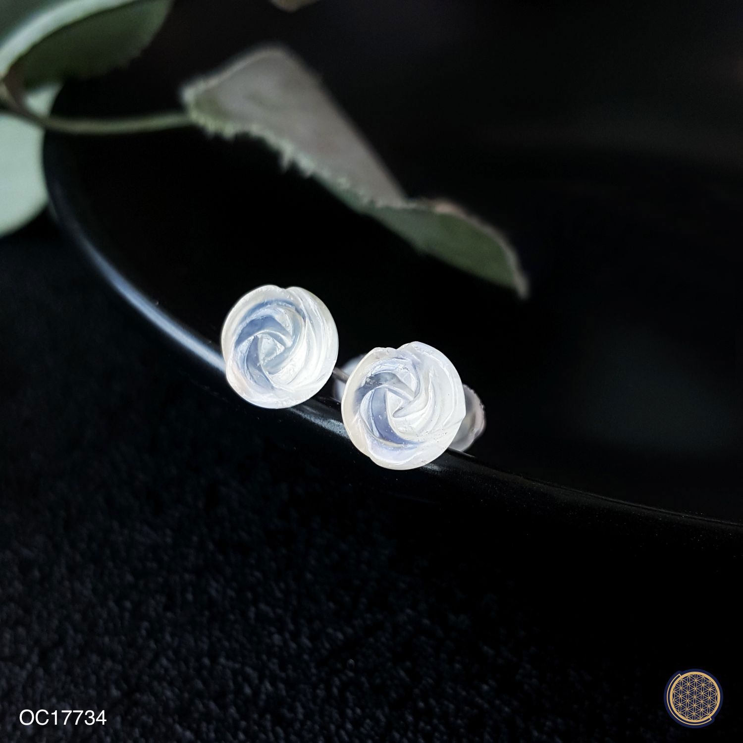 Blue Shine Moonstone Rose Earring (925) 