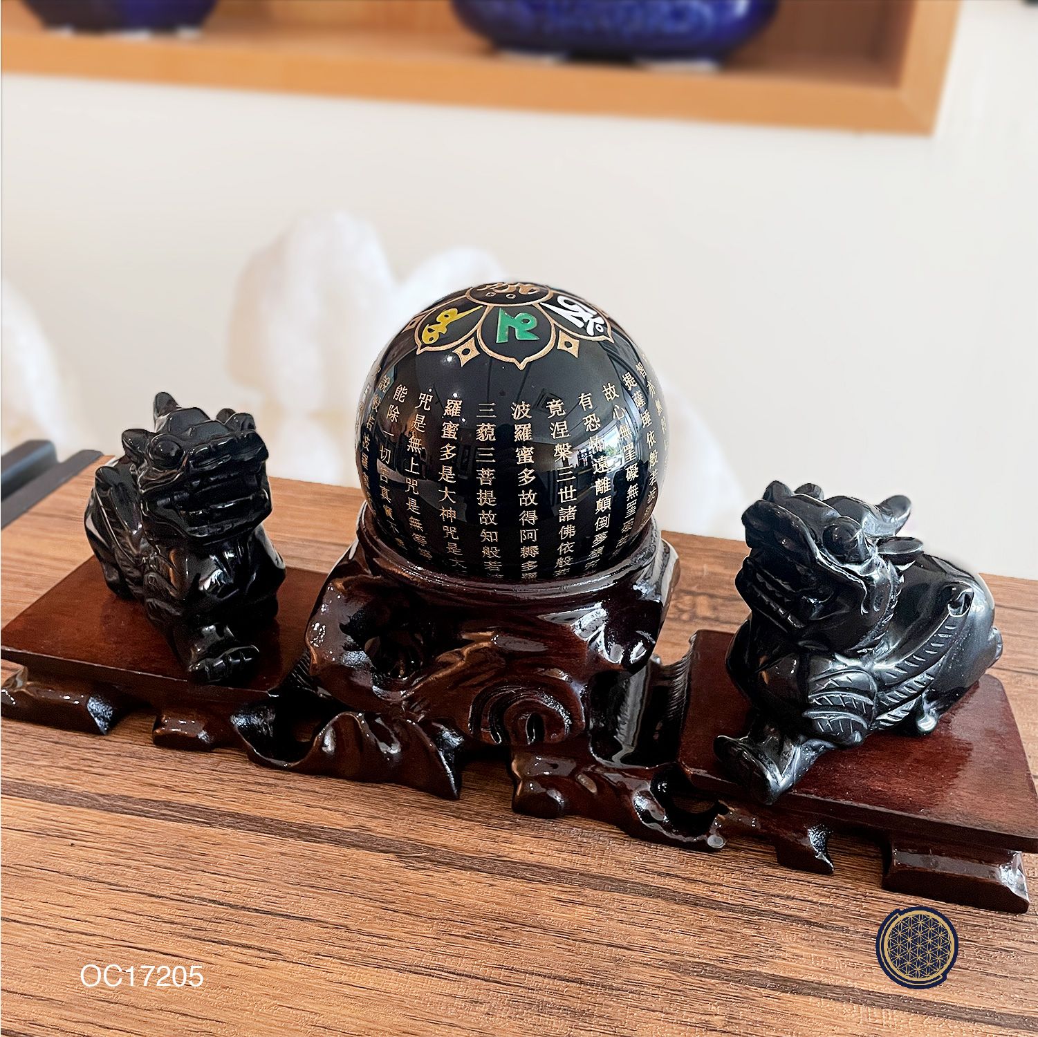 Black Obsidian Pi Xiu With 8CM Mantra Ball (4Inch) (Set) 