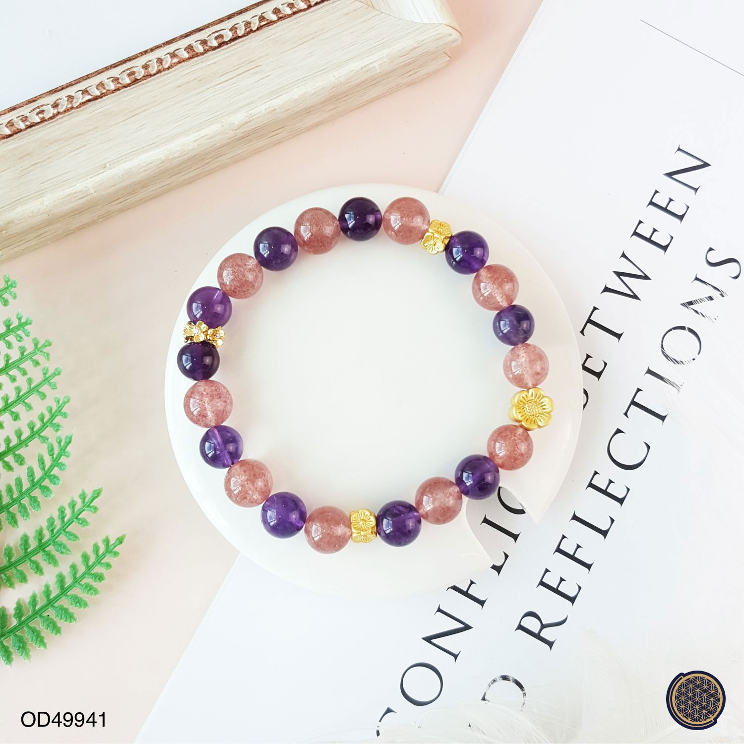 Amethyst + Strawberrystone Diy Bracelet