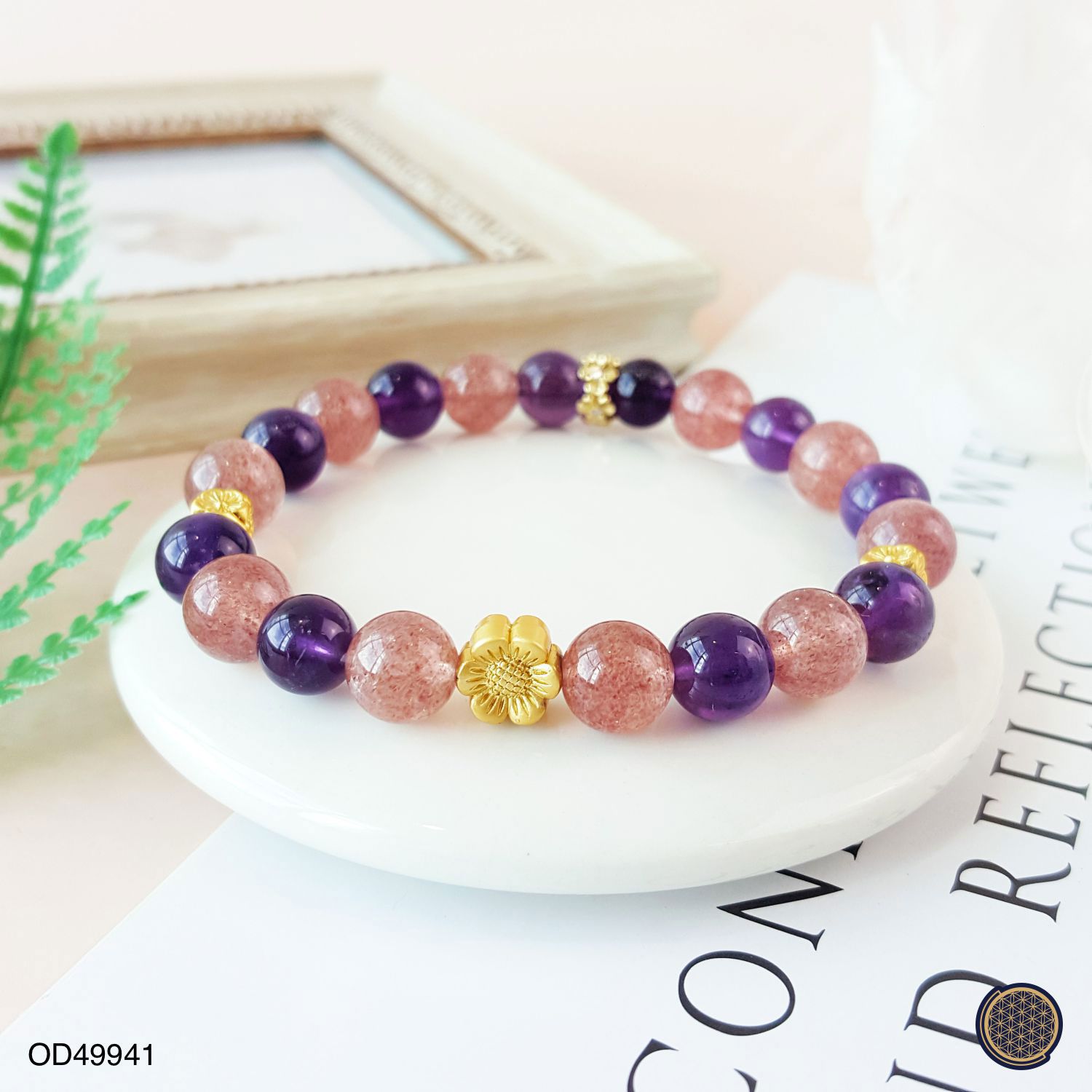 Amethyst + Strawberrystone Diy Bracelet