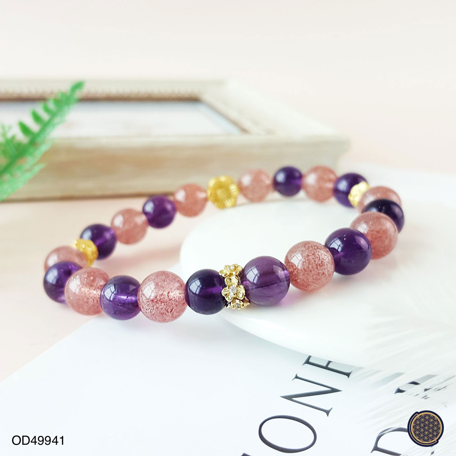 Amethyst + Strawberrystone Diy Bracelet