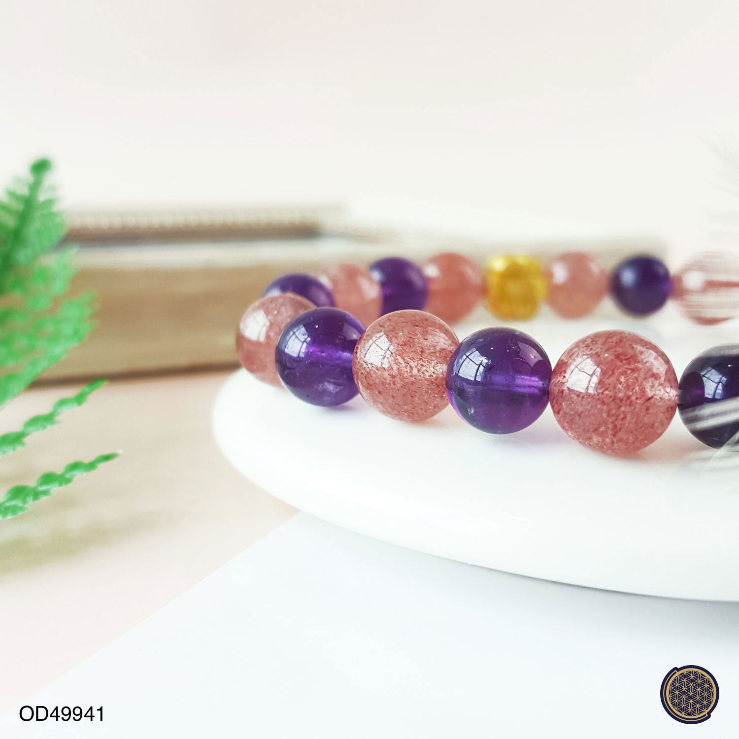 Amethyst + Strawberrystone Diy Bracelet