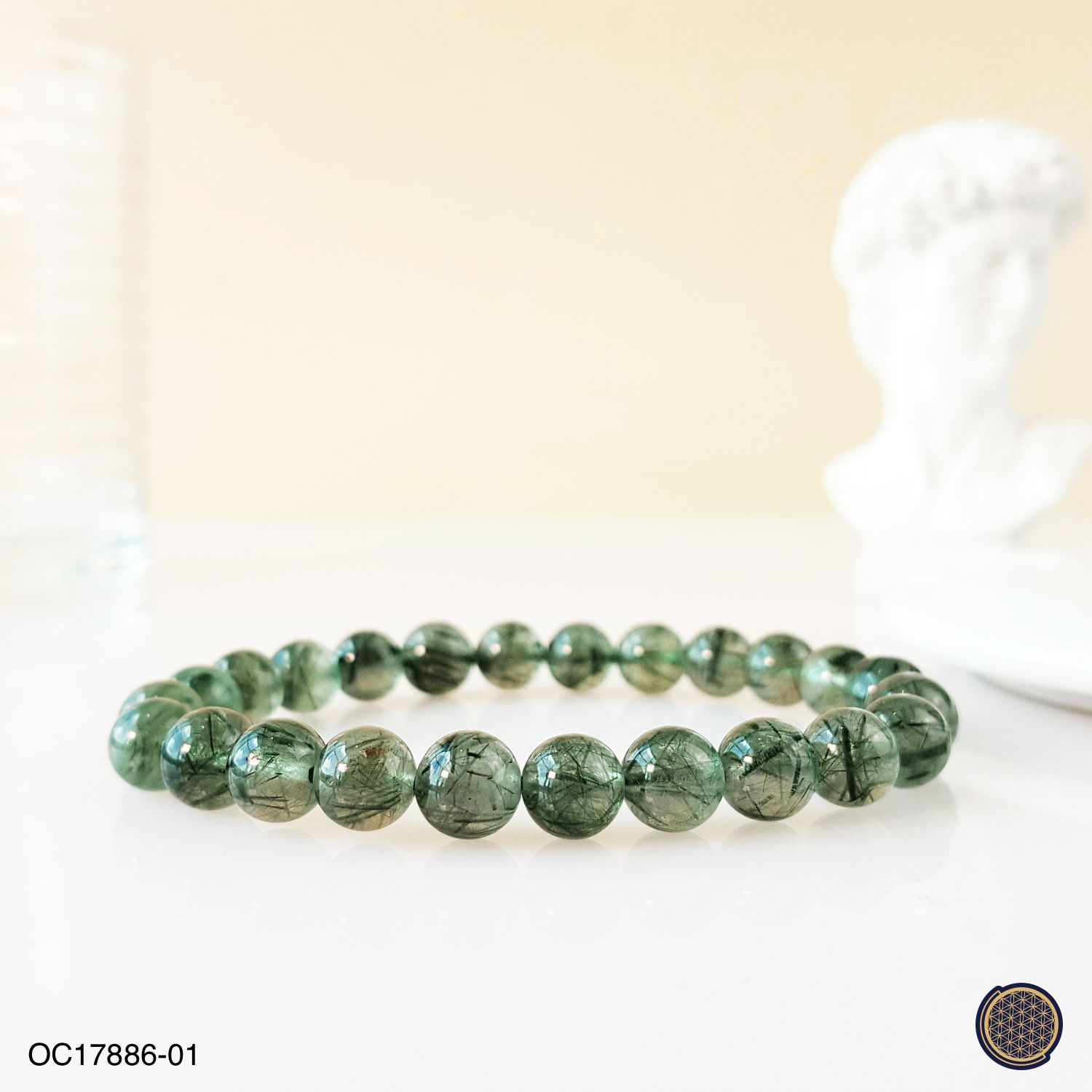 7-7.5mm Green Rutilated Quartz Bracelet