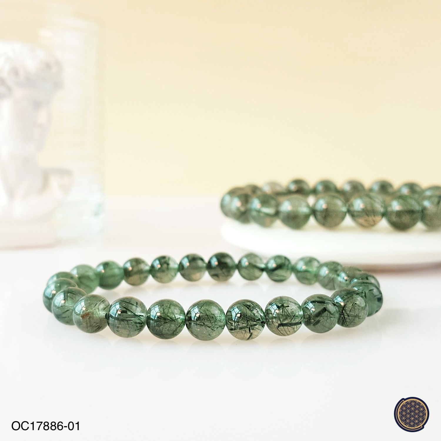 7-7.5mm Green Rutilated Quartz Bracelet