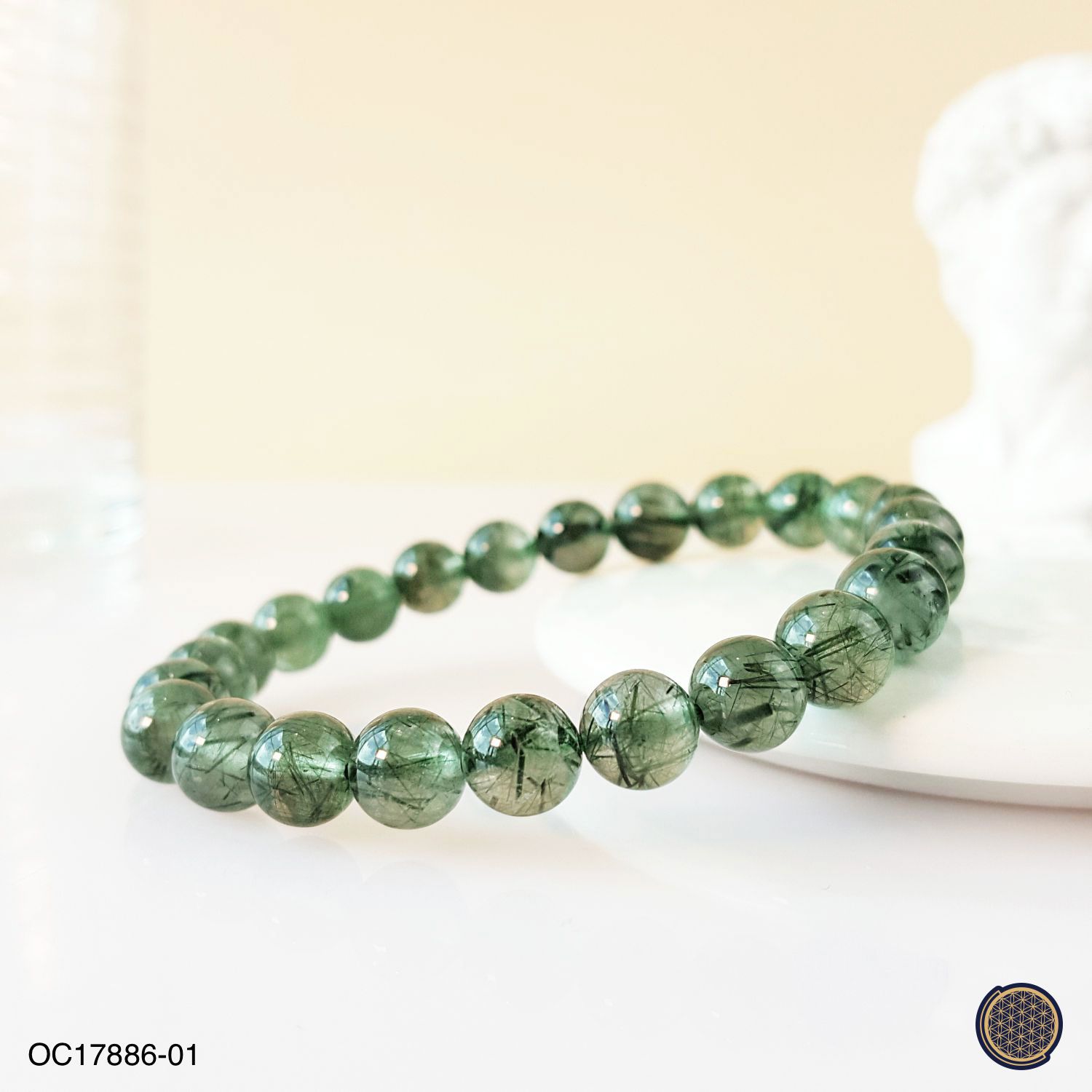 7-7.5mm Green Rutilated Quartz Bracelet