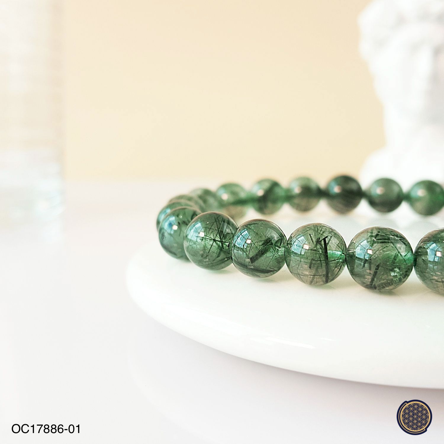 7-7.5mm Green Rutilated Quartz Bracelet