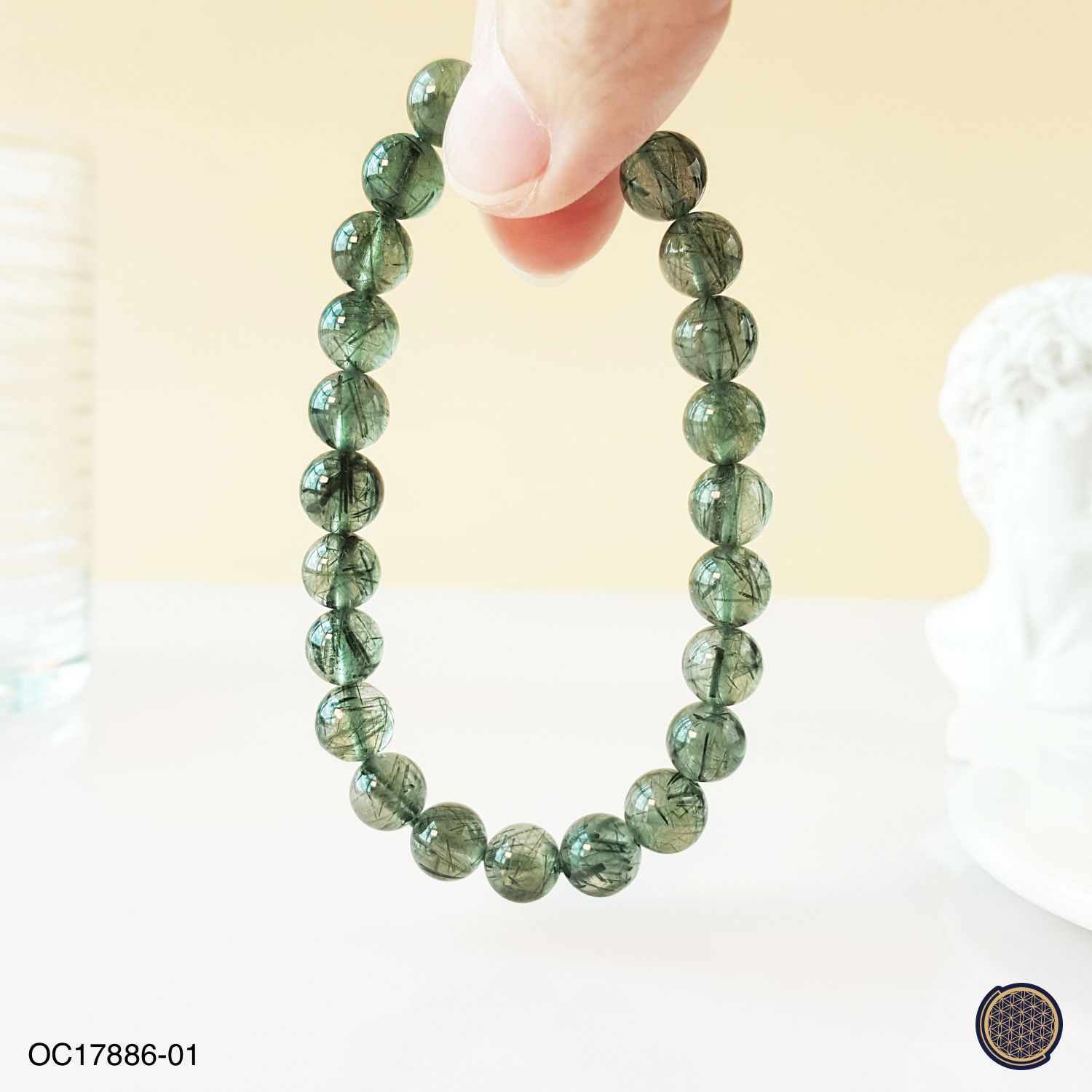 7-7.5mm Green Rutilated Quartz Bracelet