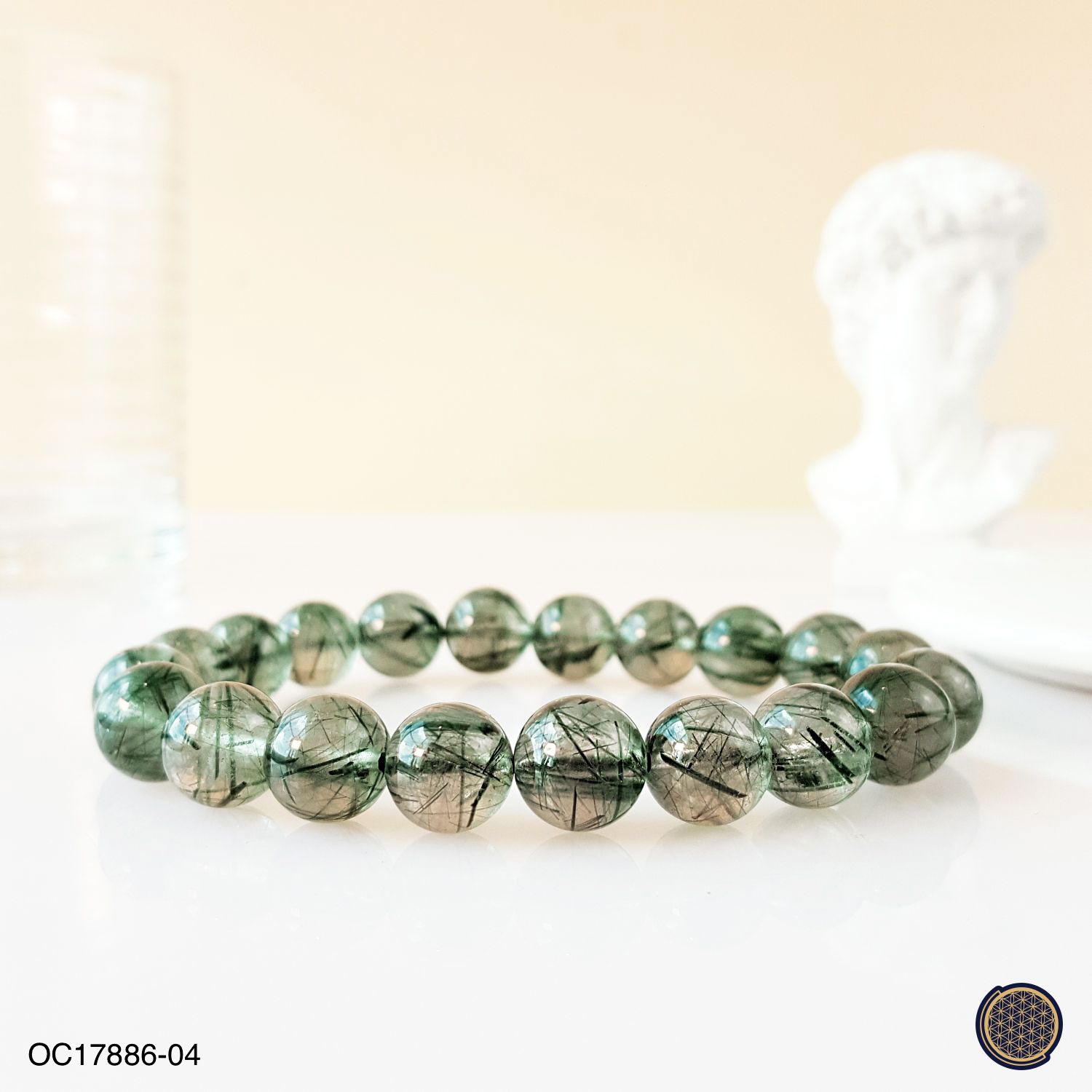 10-10.5mm Green Rutilated Quartz Bracelet