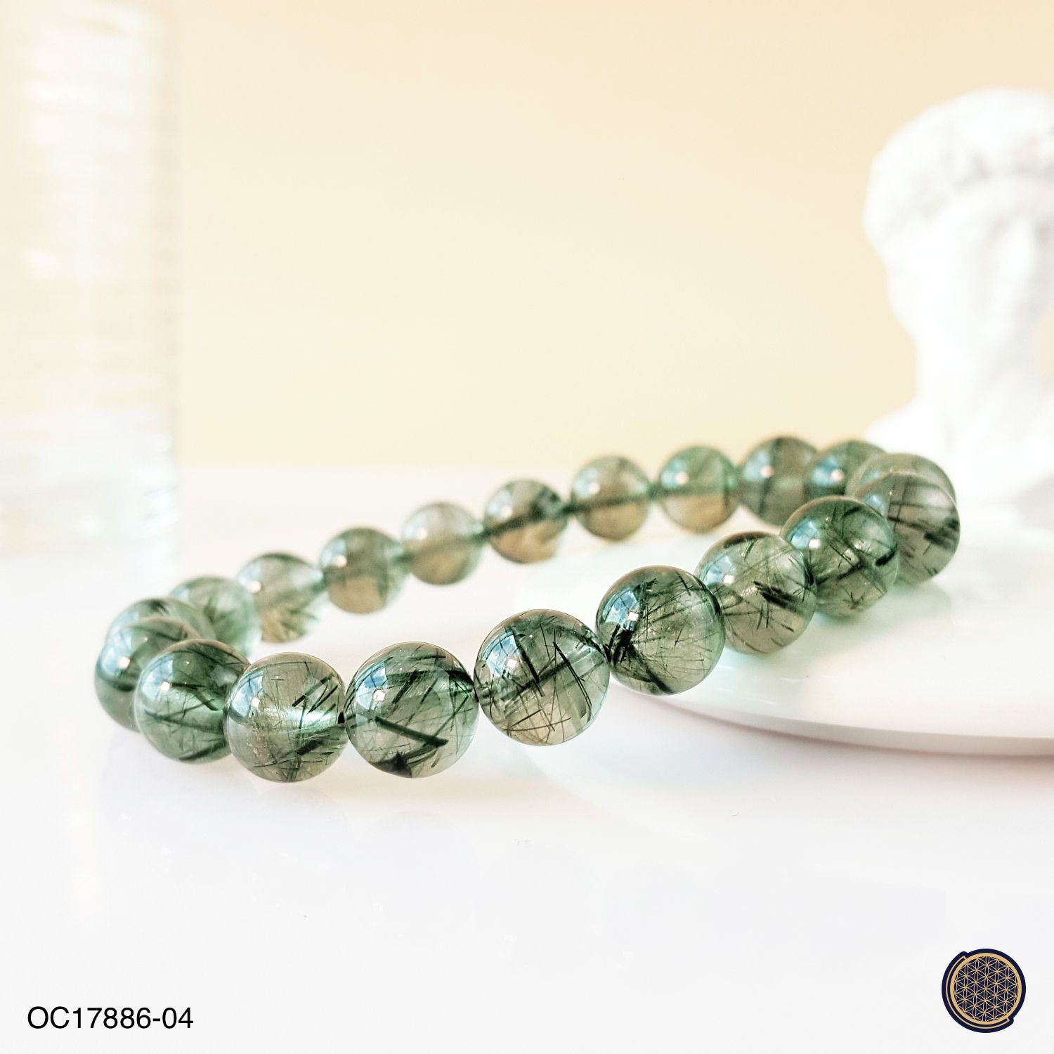 10-10.5mm Green Rutilated Quartz Bracelet