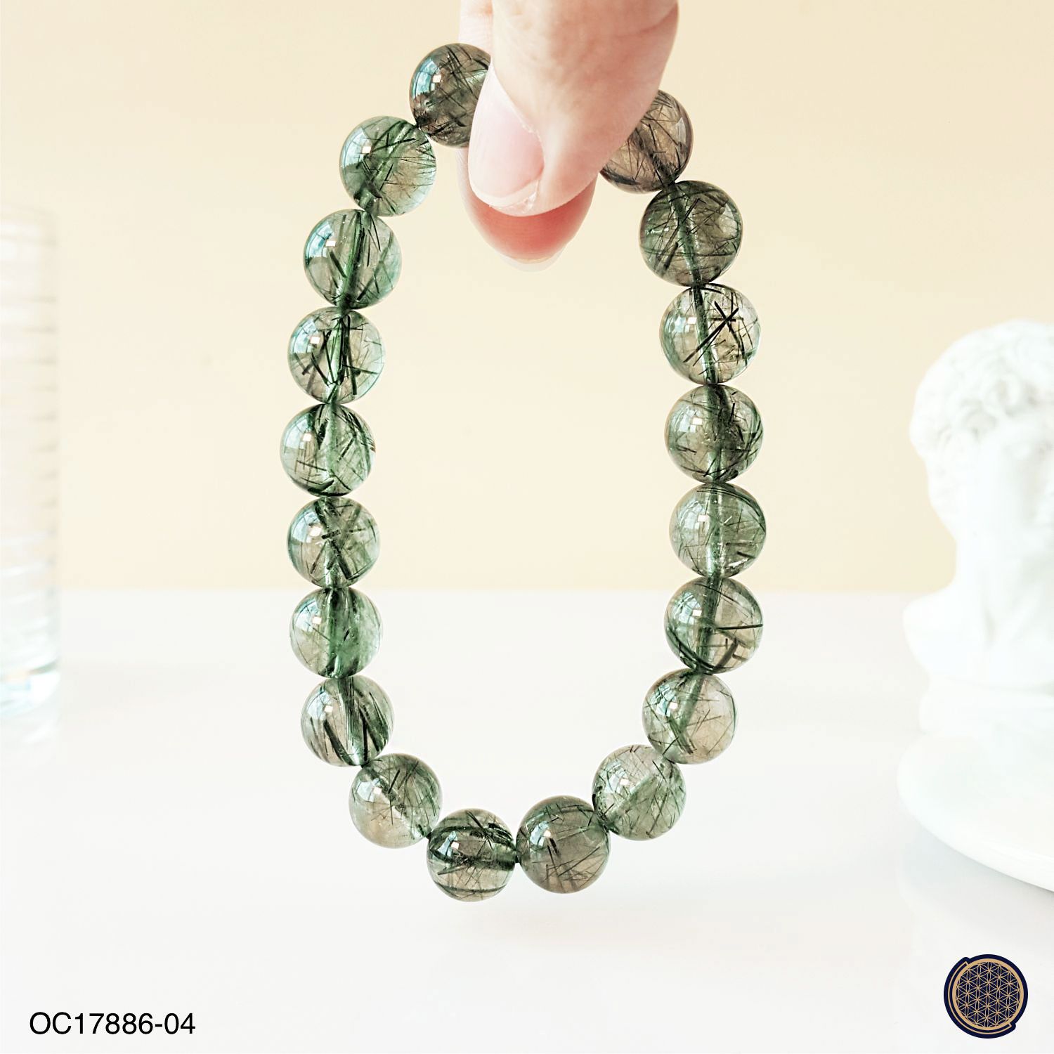 10-10.5mm Green Rutilated Quartz Bracelet