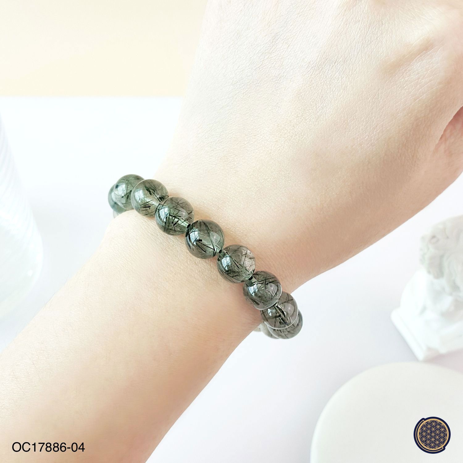 10-10.5mm Green Rutilated Quartz Bracelet