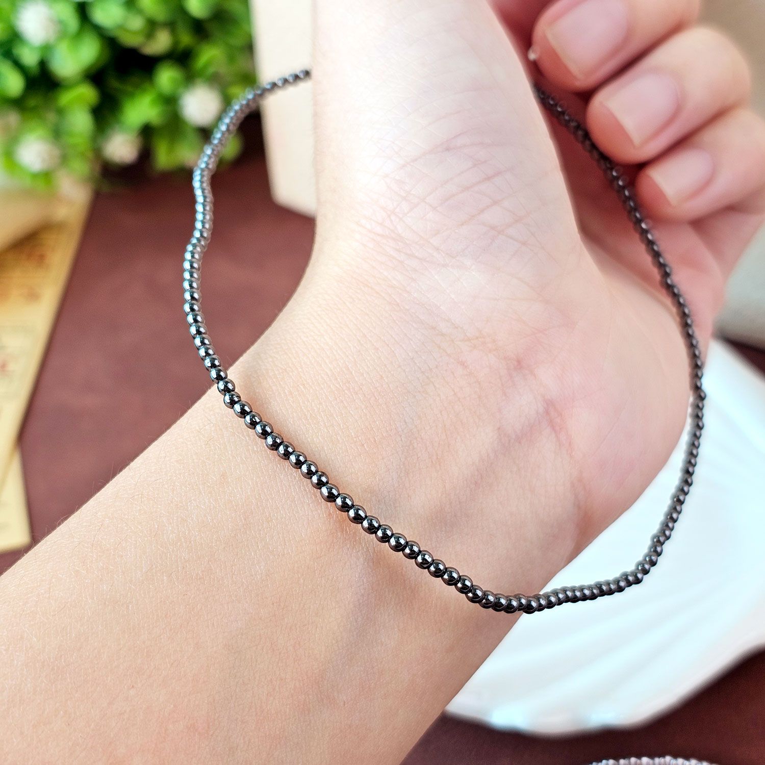 2mm Hematite Anklet