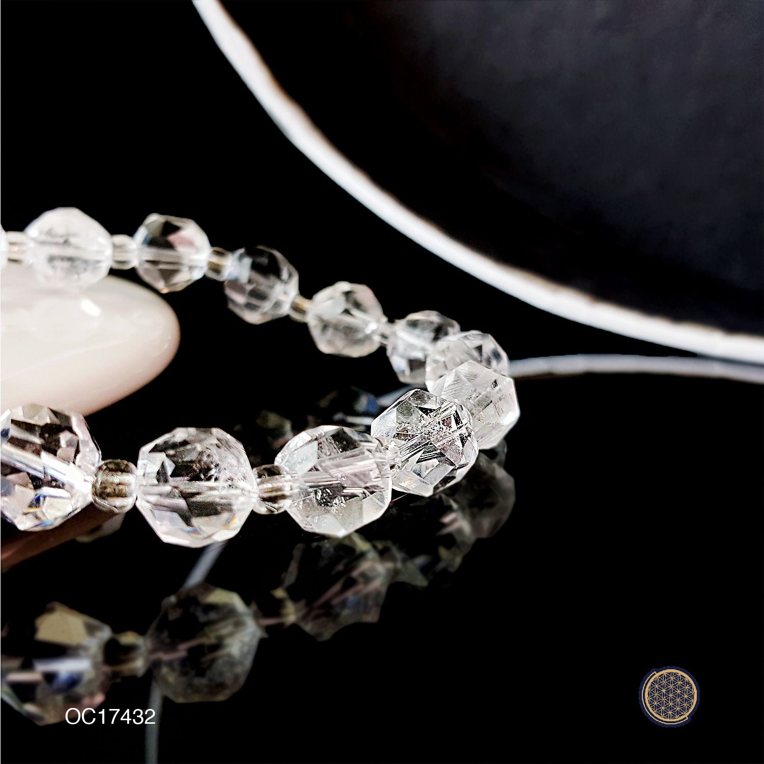 9mm Clear Quartz Cutting Design Bracelet