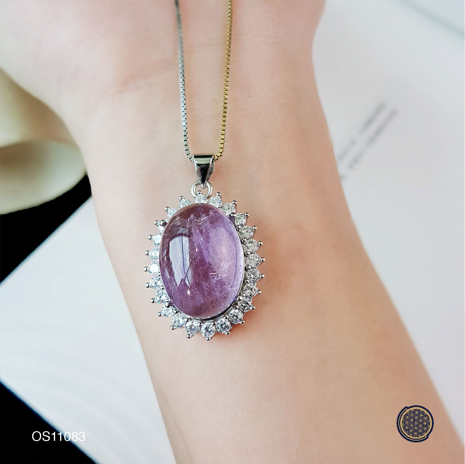 Amethyst Oval Shape With Zircon Pendant