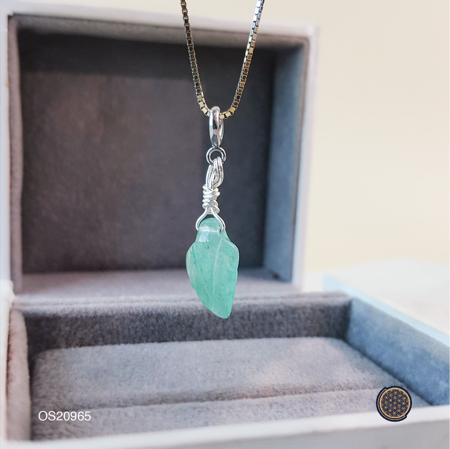 Aventurine Leaf Charm 