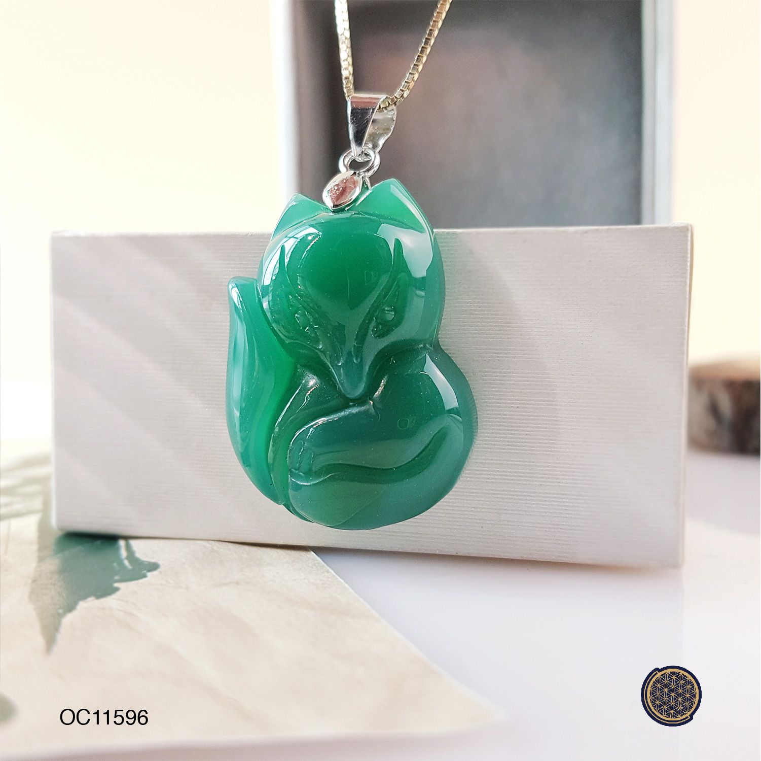 Green Agate Fox Pendant