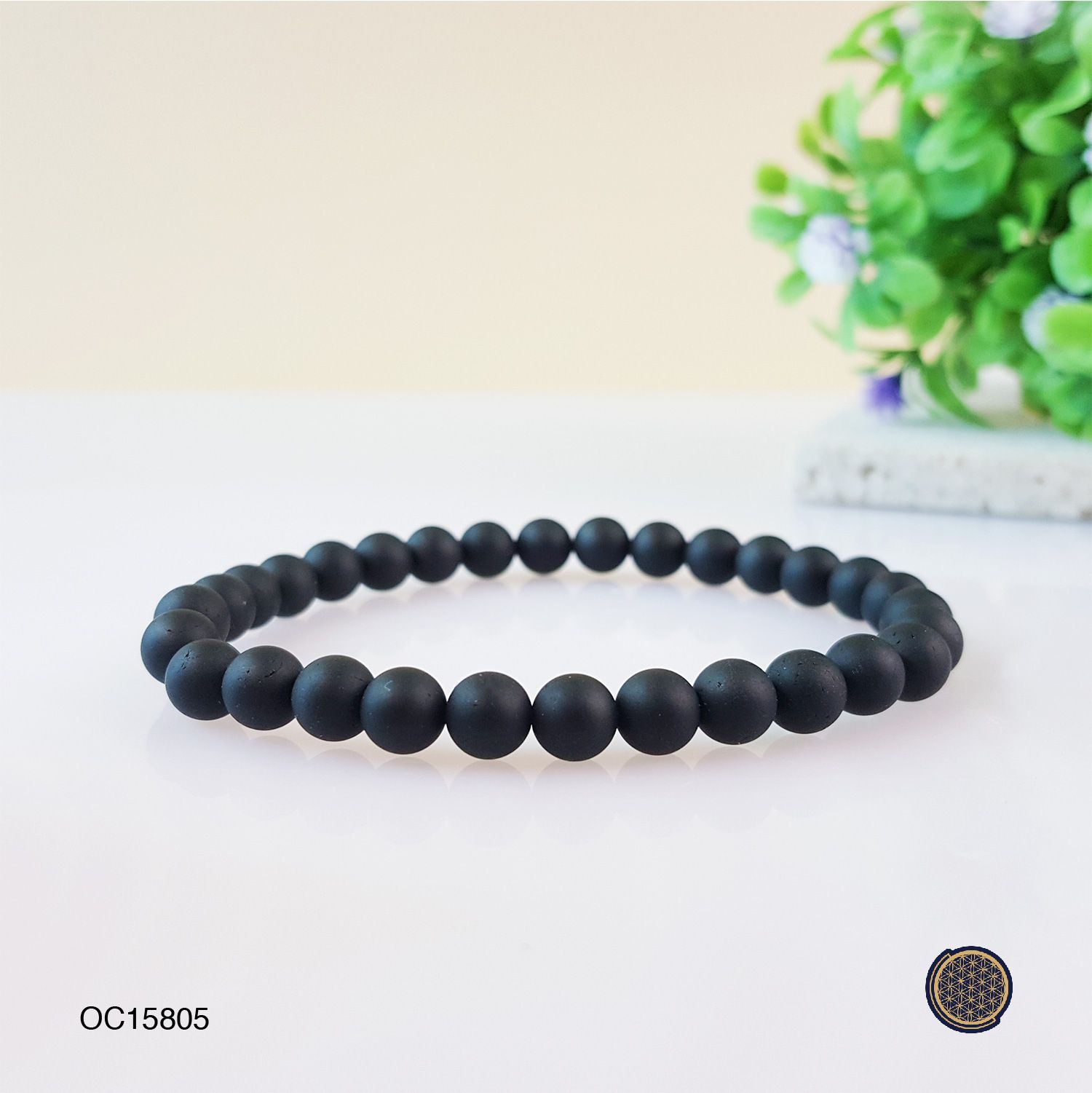 6mm Black Tourmaline Matte Bracelet