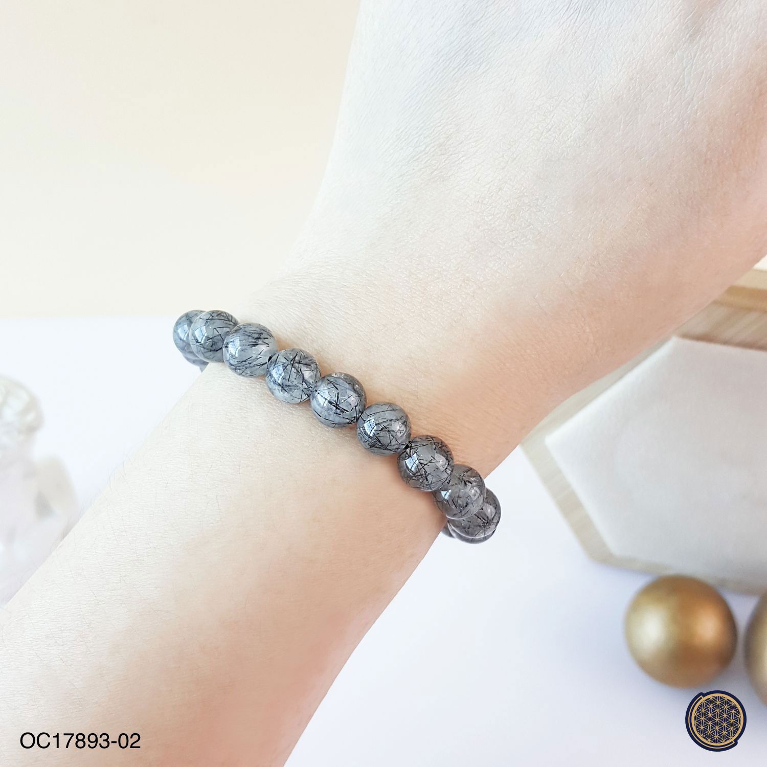 8-8.5mm Black Rutilated Bracelet