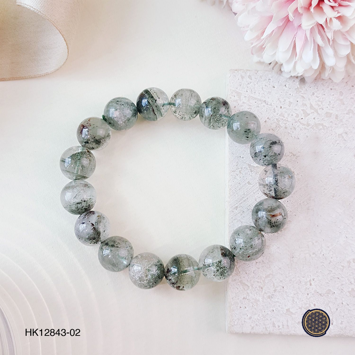 12-12.5mm Green Phantom Quartz Bracelet