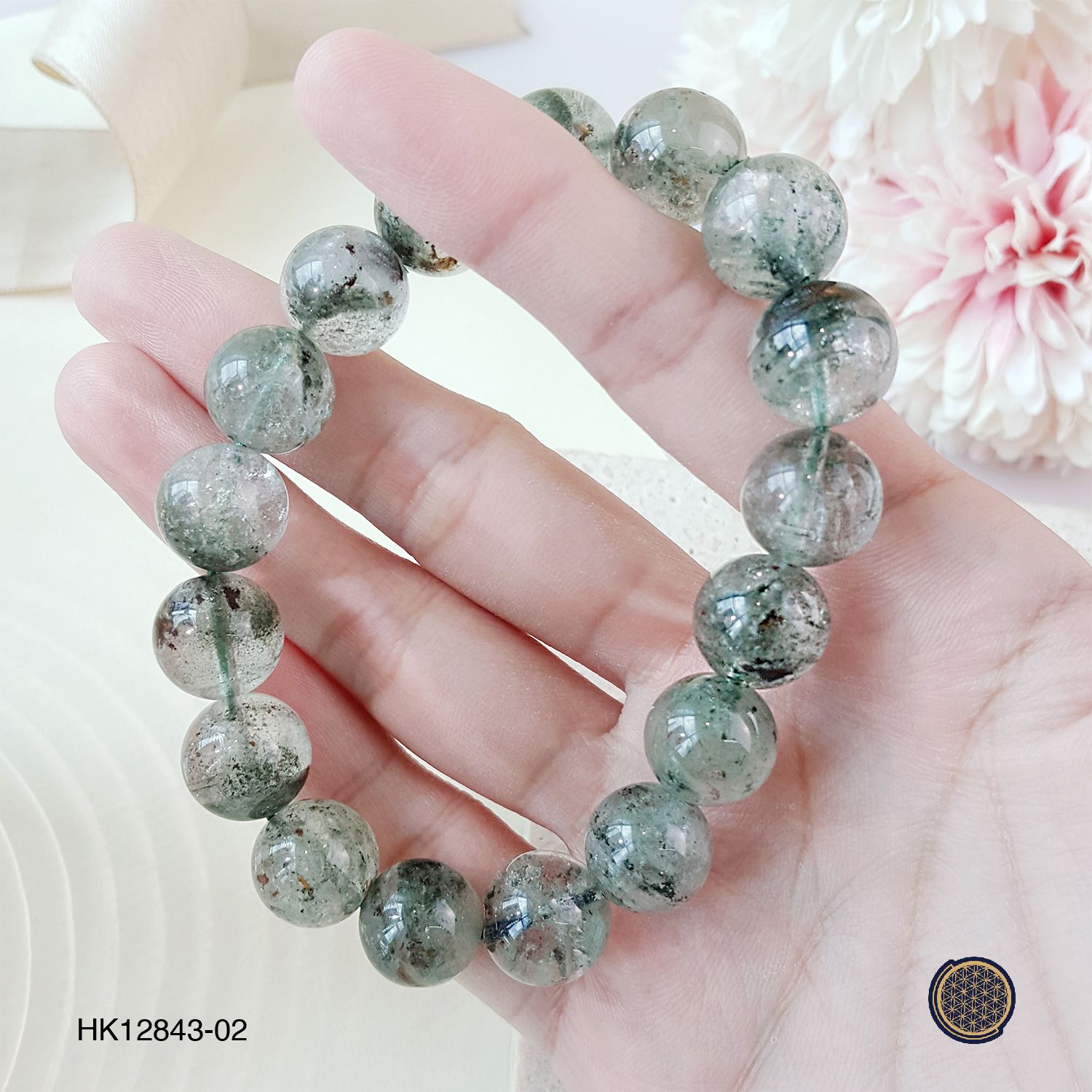 12-12.5mm Green Phantom Quartz Bracelet