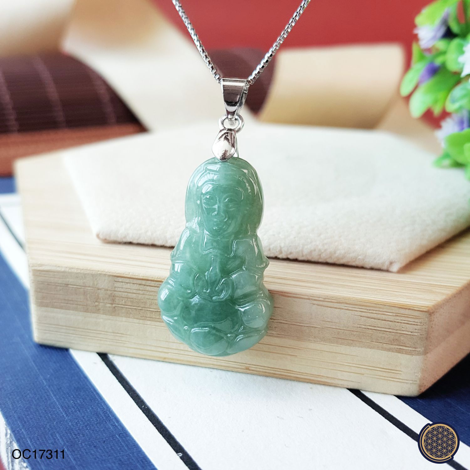 16X27mm Dou Qing Jade Guan Yin Pendant