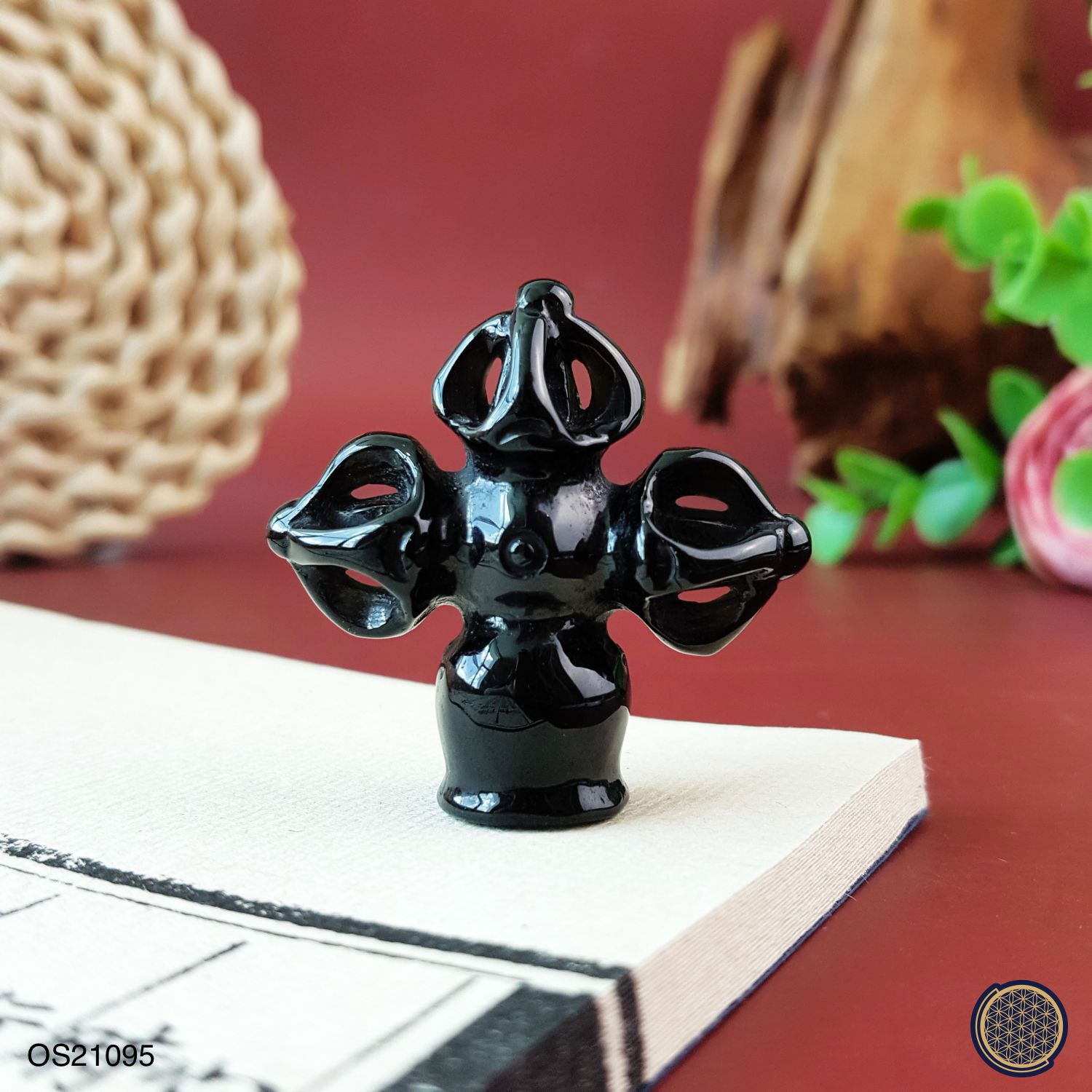 36mm x 35.5mm Onyx Cross Vaija Pendant