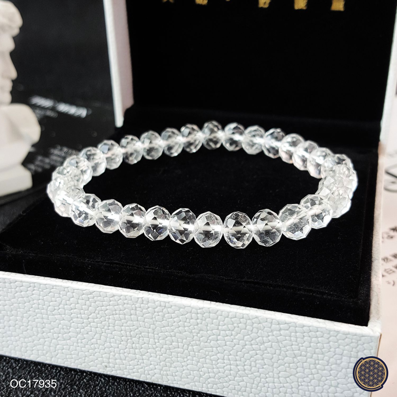 6X8mm Clear Quartz Stacked Bead Cutting Bracelet