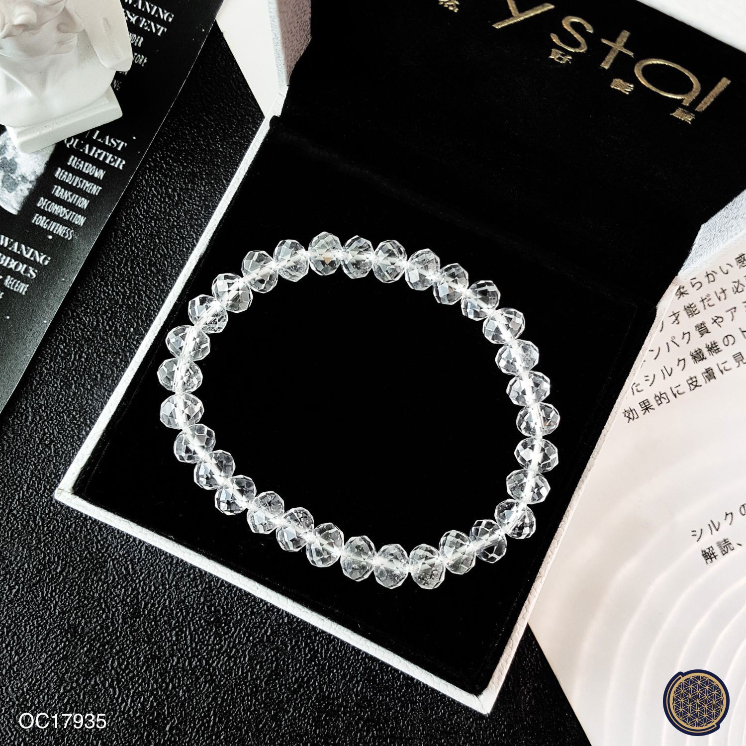 6X8mm Clear Quartz Stacked Bead Cutting Bracelet