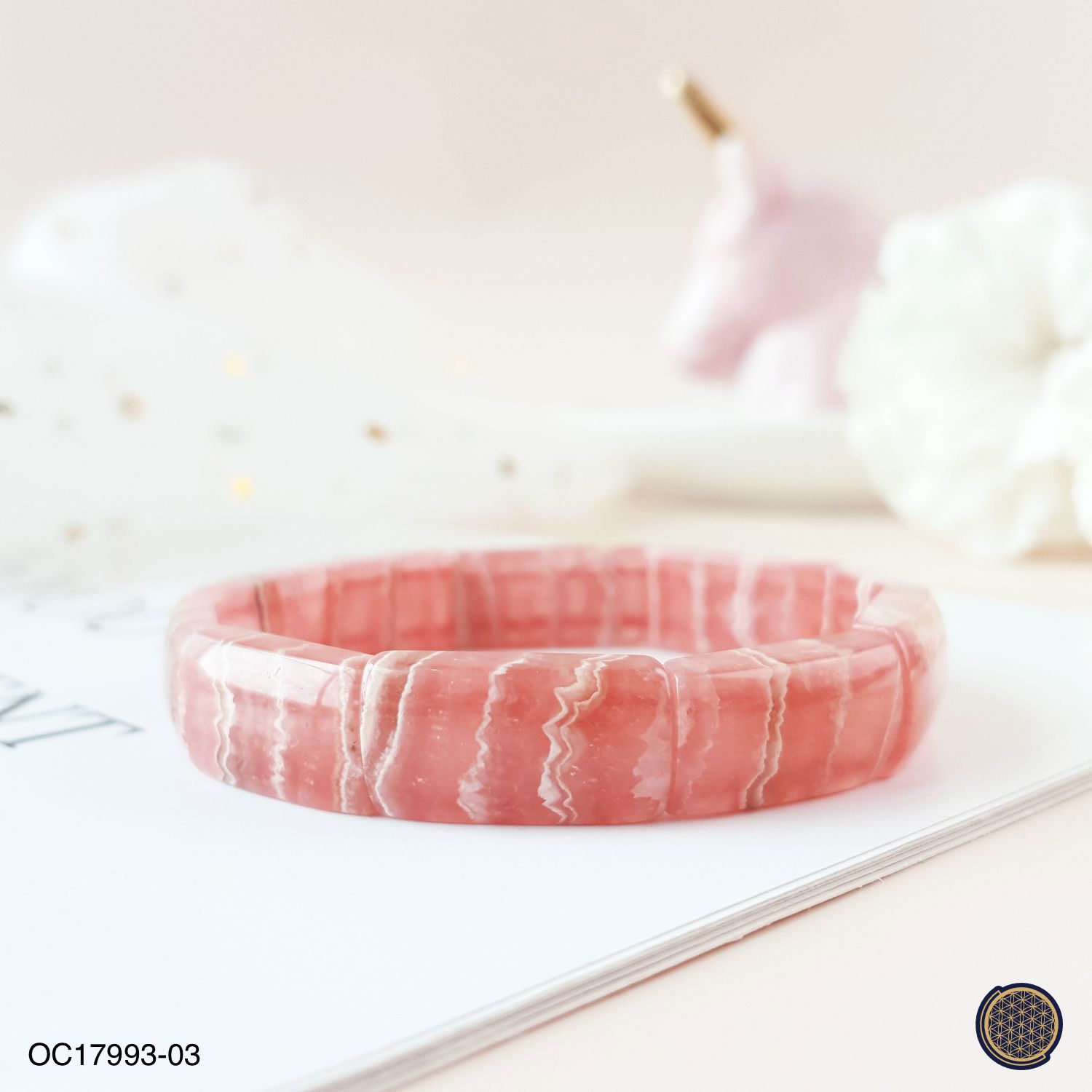 18mm x 10mm Rhodochrosite Bangle Shape Flat Bracelet