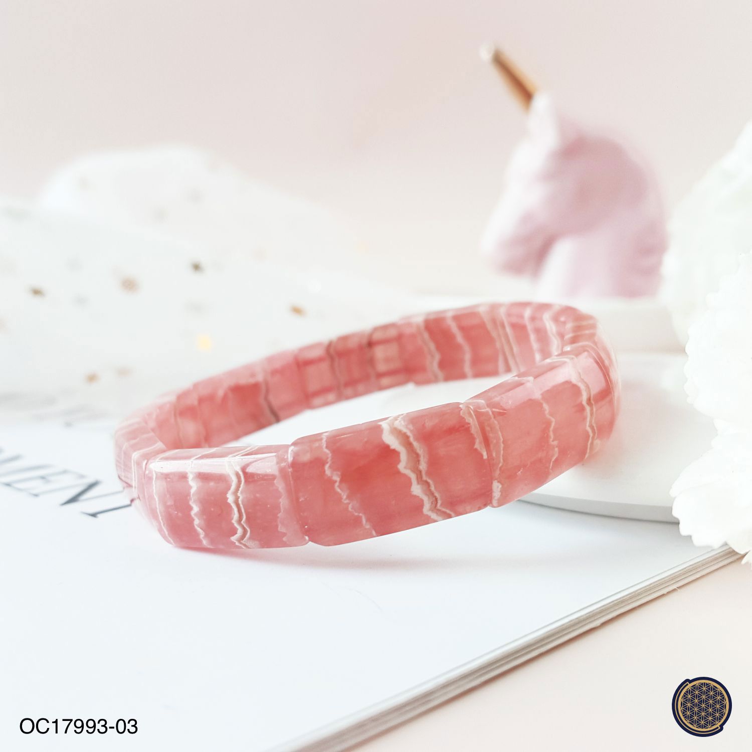 18mm x 10mm Rhodochrosite Bangle Shape Flat Bracelet