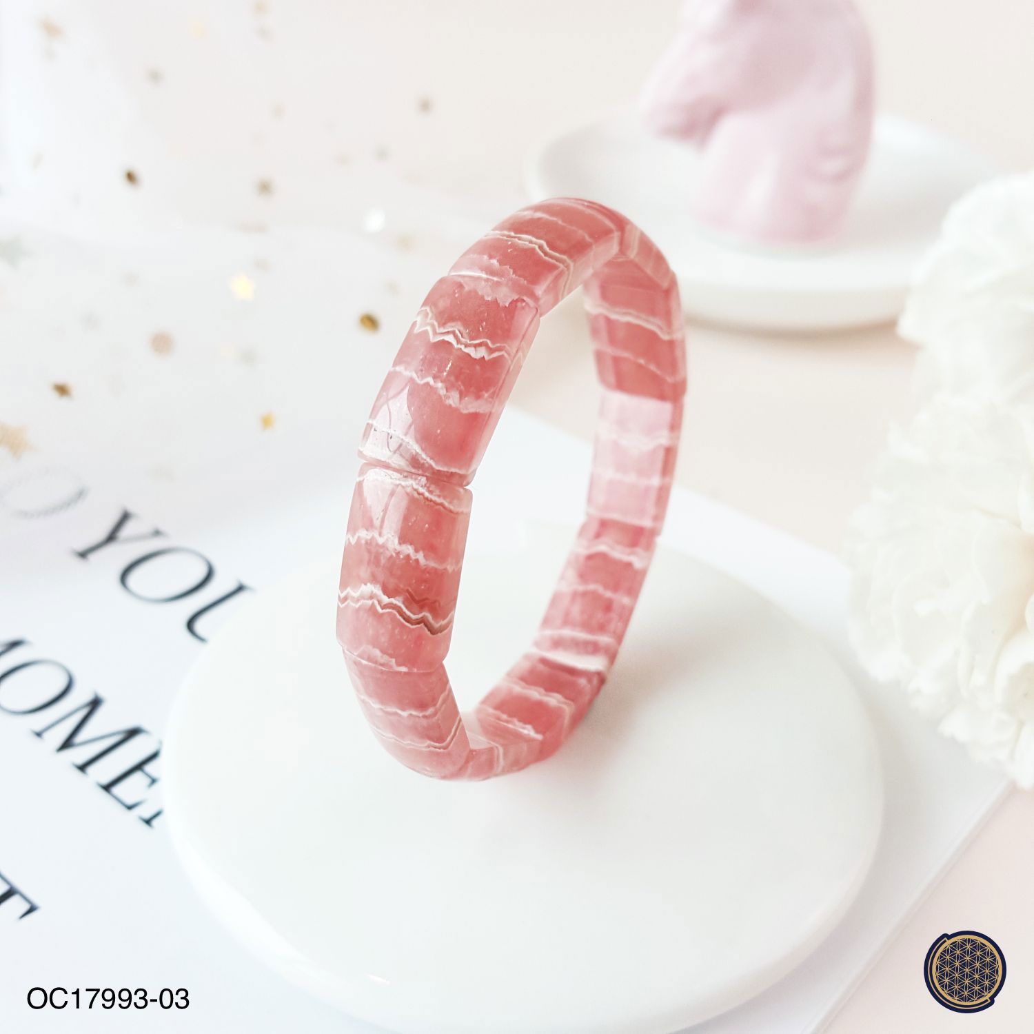 18mm x 10mm Rhodochrosite Bangle Shape Flat Bracelet