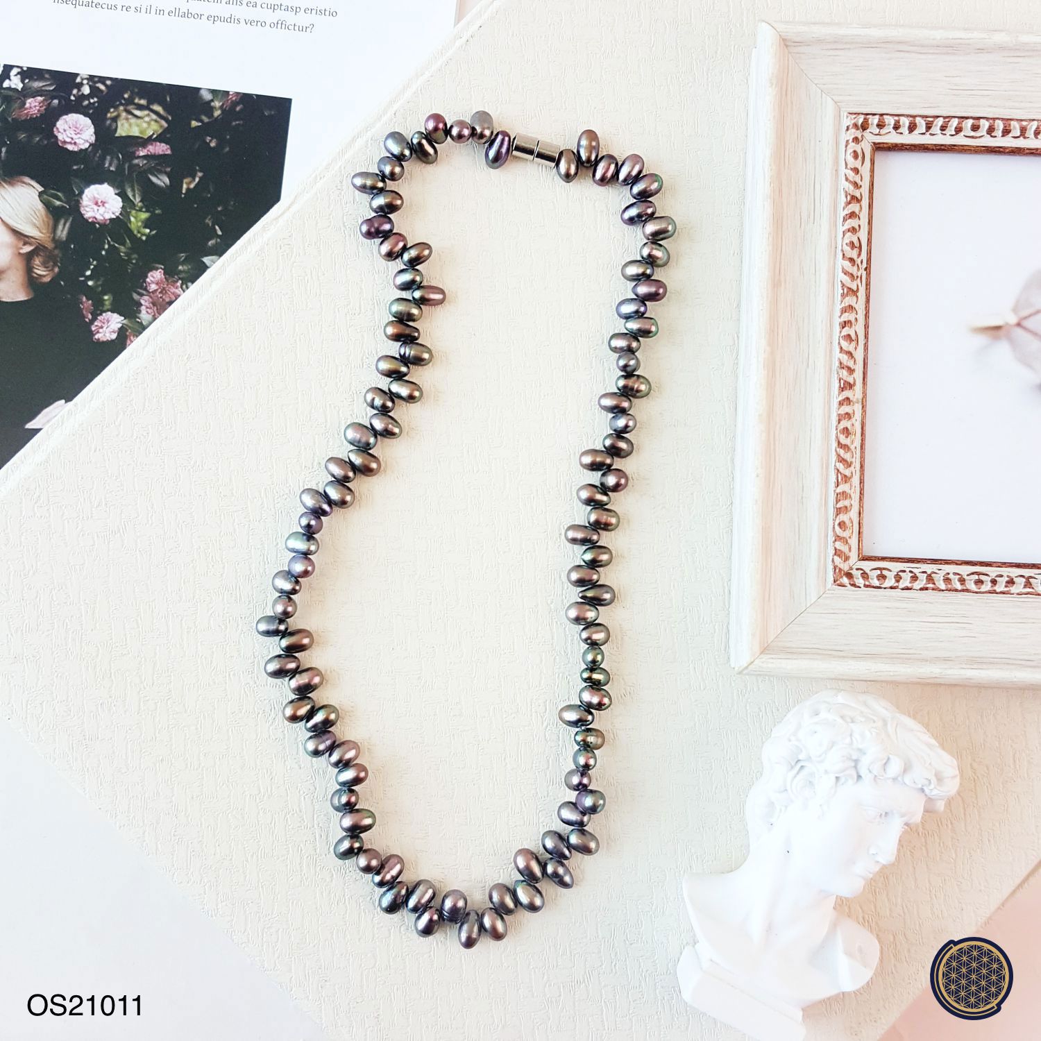 8mm Black Pearl Necklace