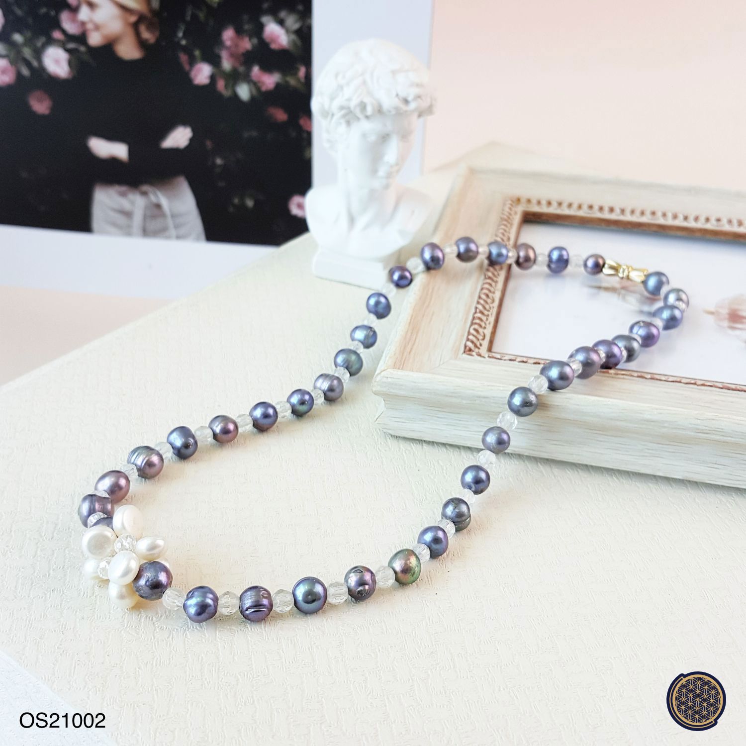 8mm-8.5mm Pearl + Clear Quartz Cutting Diy Necklace