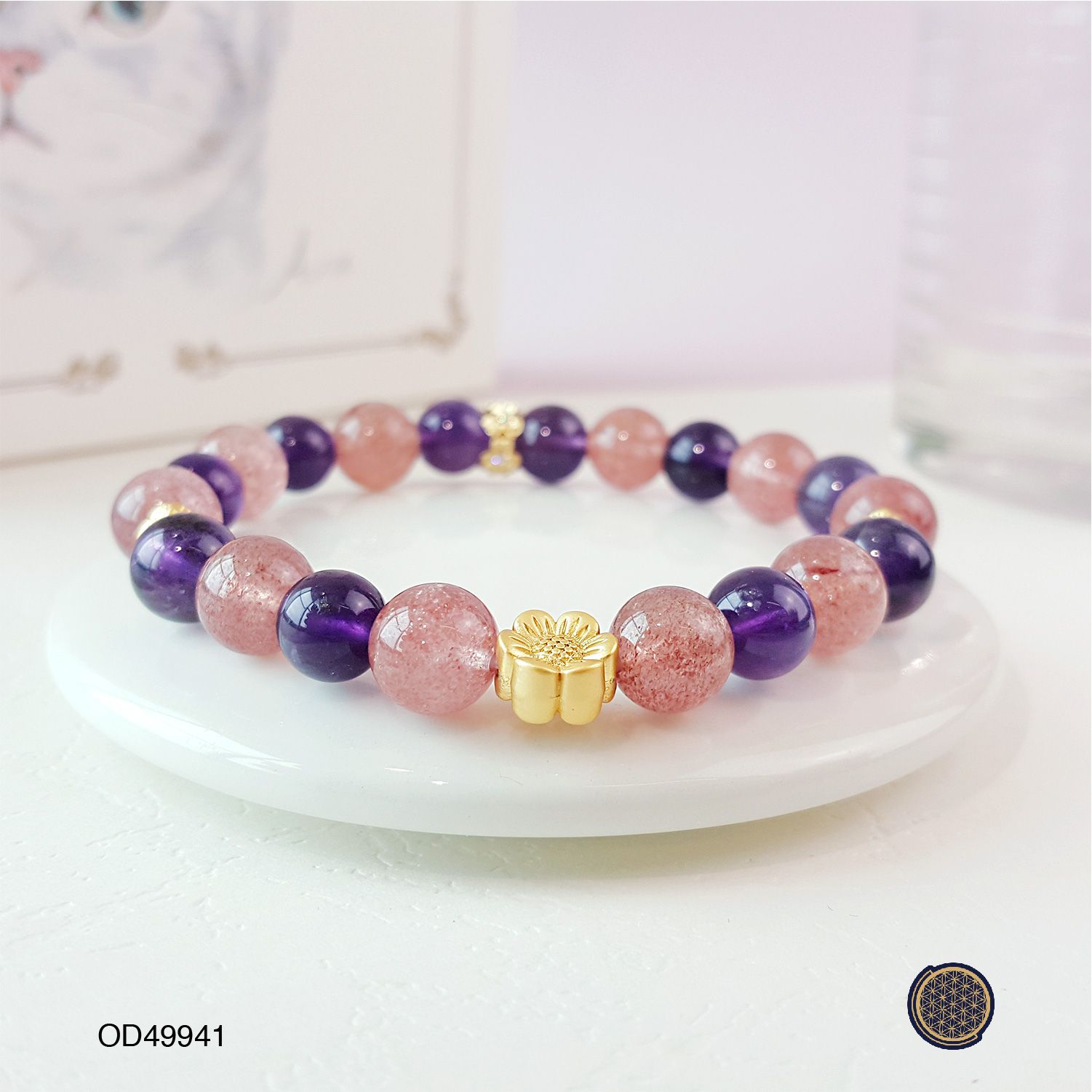 Amethyst + Strawberrystone Diy Bracelet