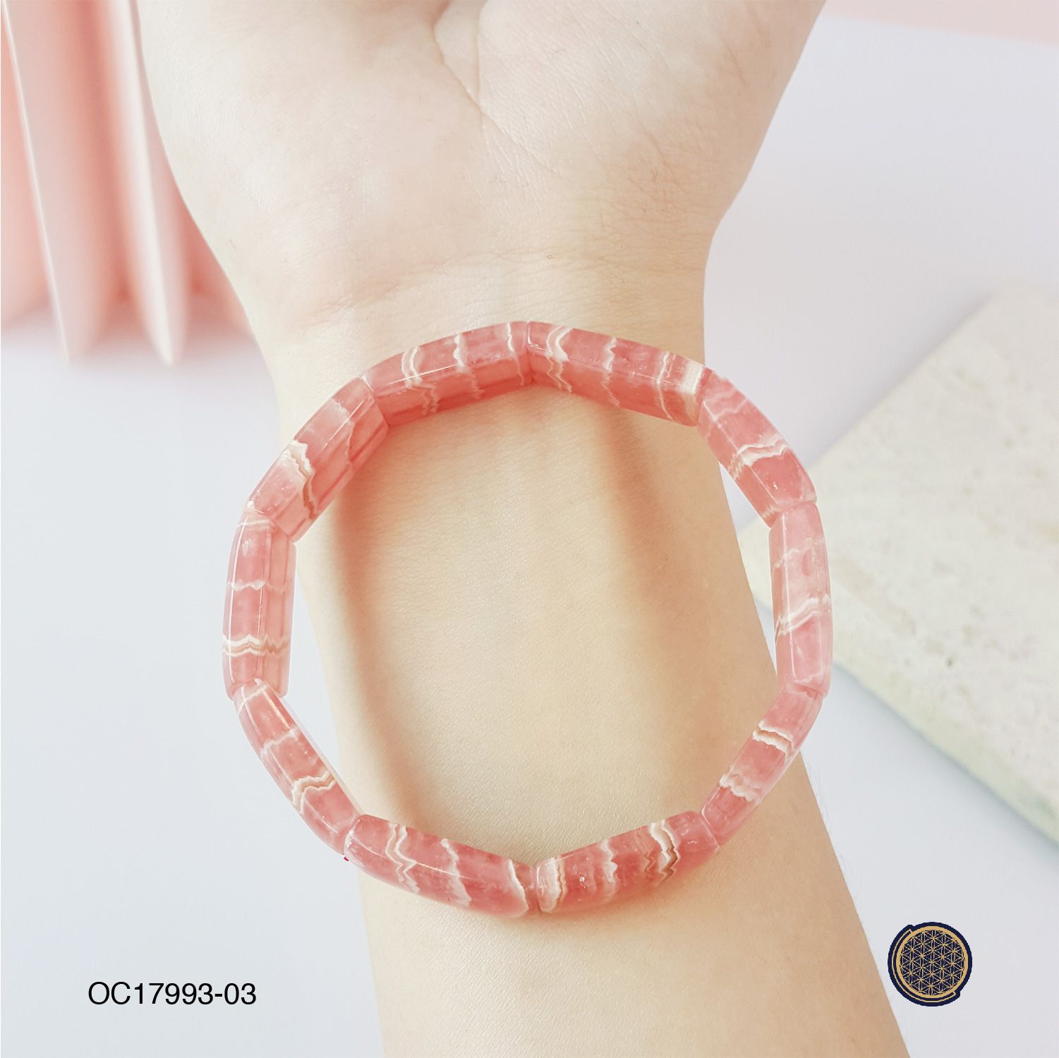 18mm x 10mm Rhodochrosite Bangle Shape Flat Bracelet