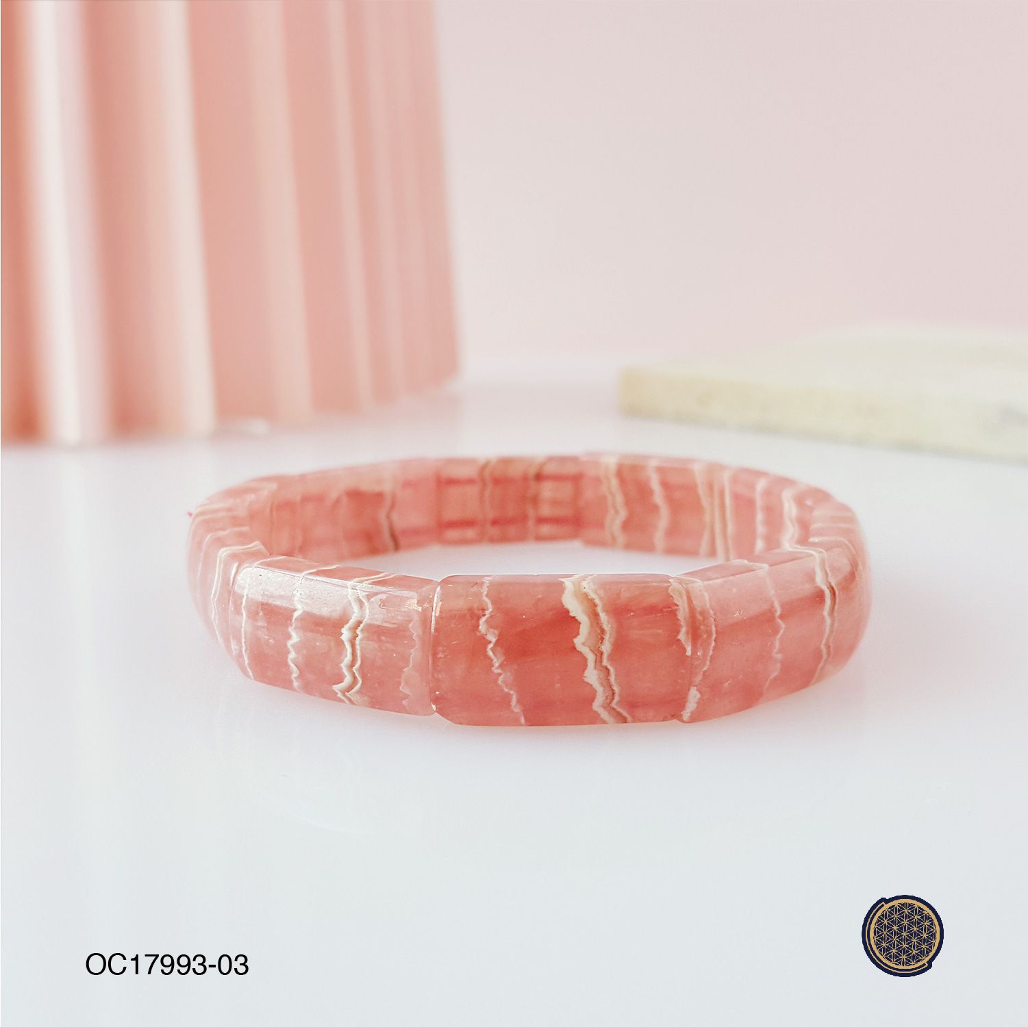 18mm x 10mm Rhodochrosite Bangle Shape Flat Bracelet