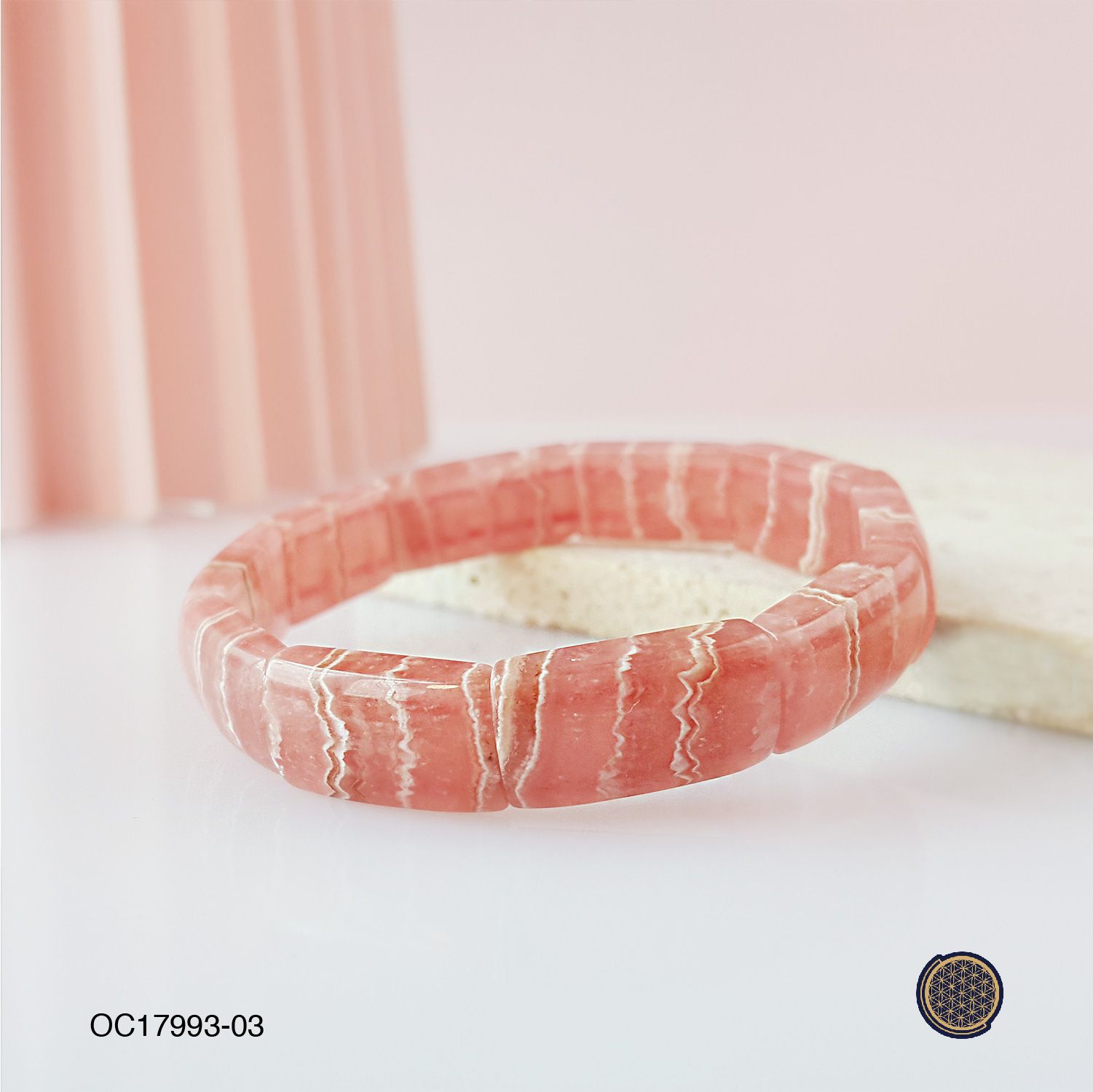 18mm x 10mm Rhodochrosite Bangle Shape Flat Bracelet