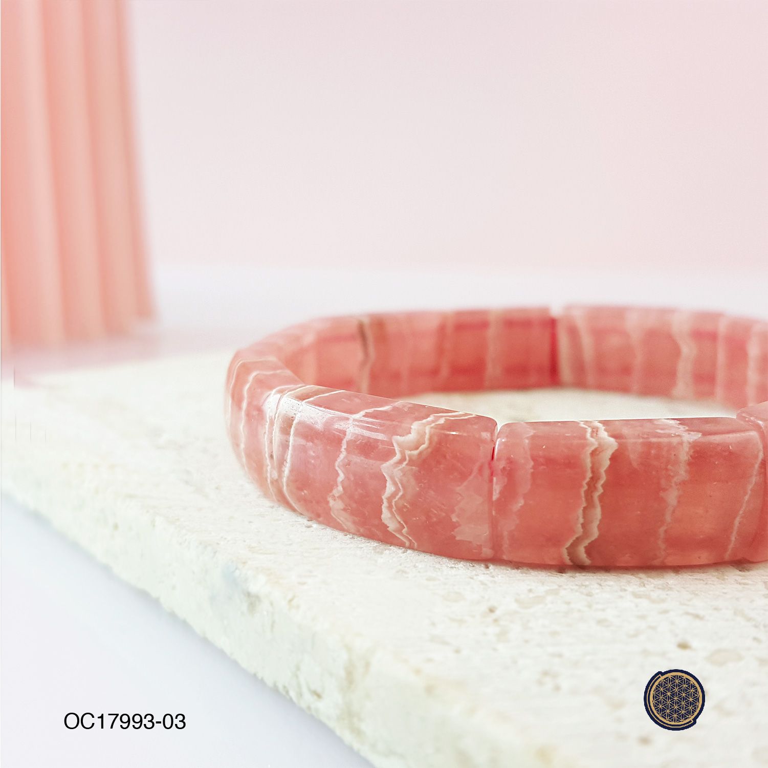 18mm x 10mm Rhodochrosite Bangle Shape Flat Bracelet