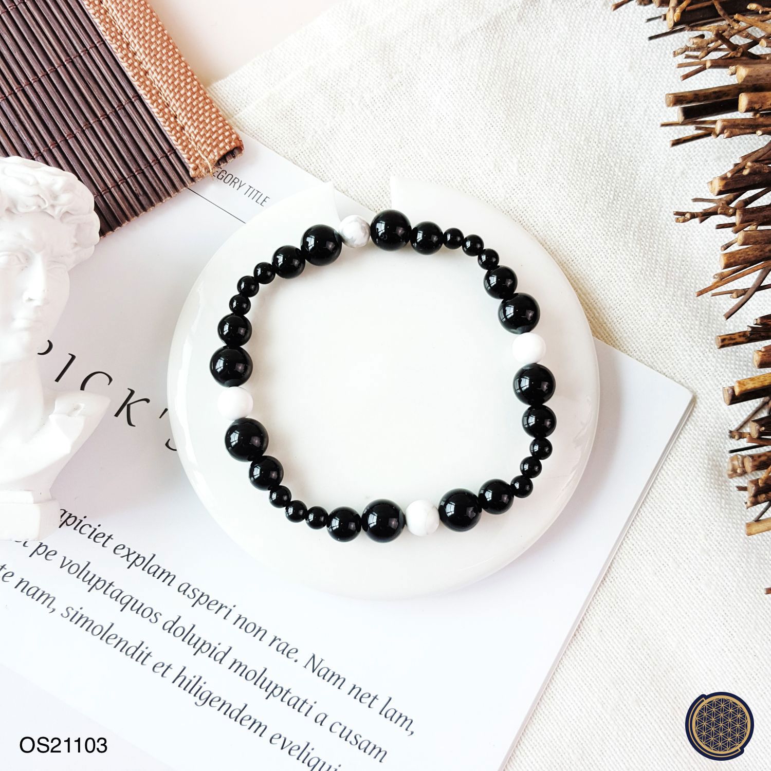 Onyx +Howlite Diy Bracelet