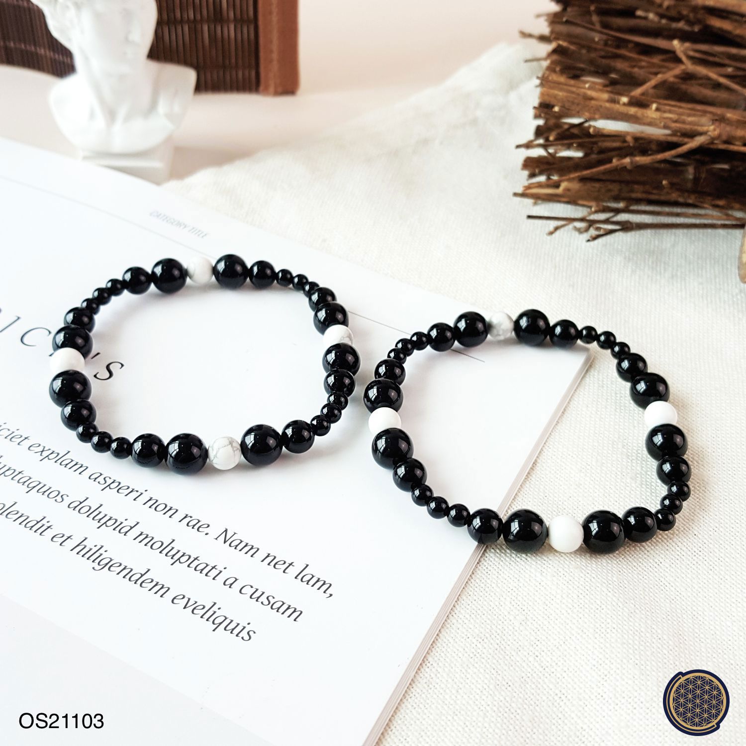 Onyx +Howlite Diy Bracelet