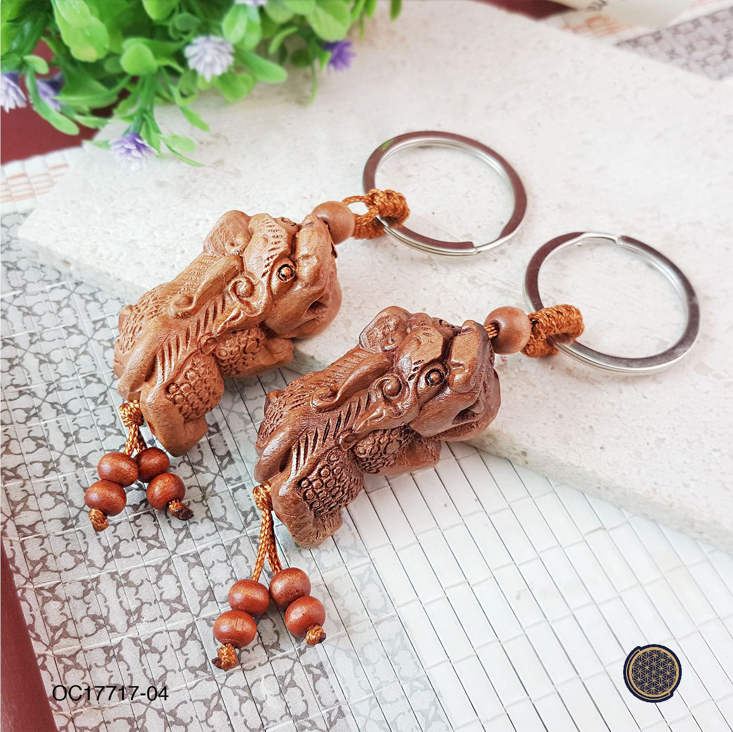 23mm x 42mm Pi Xiu Jujuba Wood Key Chain